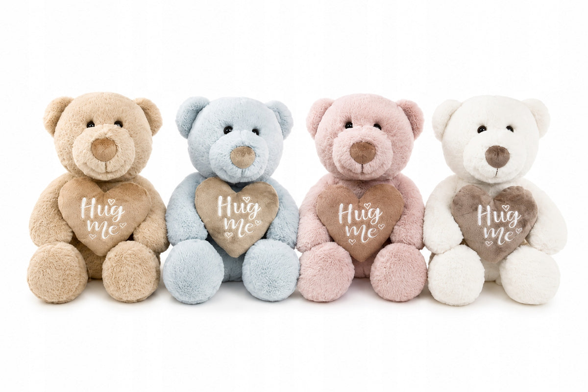 Plush bear 28 cm with heart Hug Me soft 4 colors children 0+