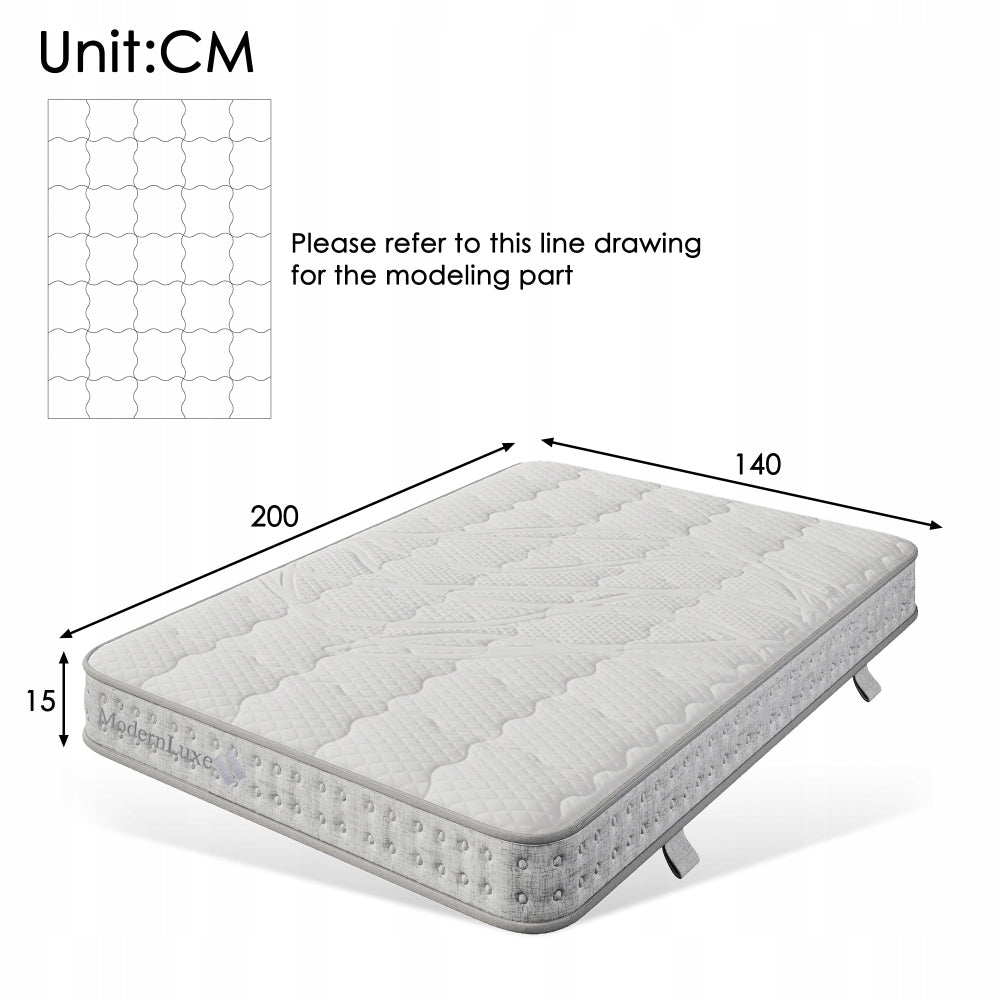 Pocket mattress 7 zones 140x200x15cm H3 hybrid orthopedic foam Packaging status original