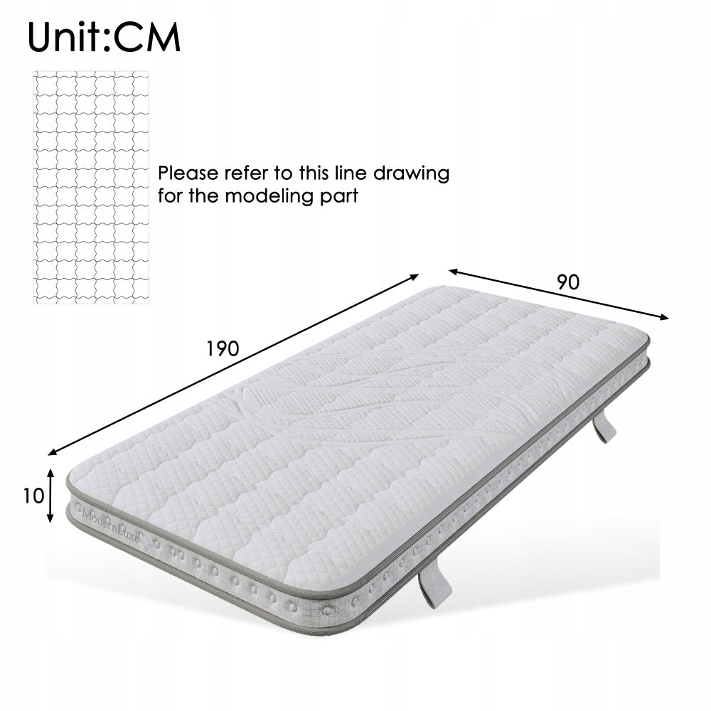 Pocket mattress 7 zones 90x190x10cm H3 hybrid orthopedic foam Packaging status original