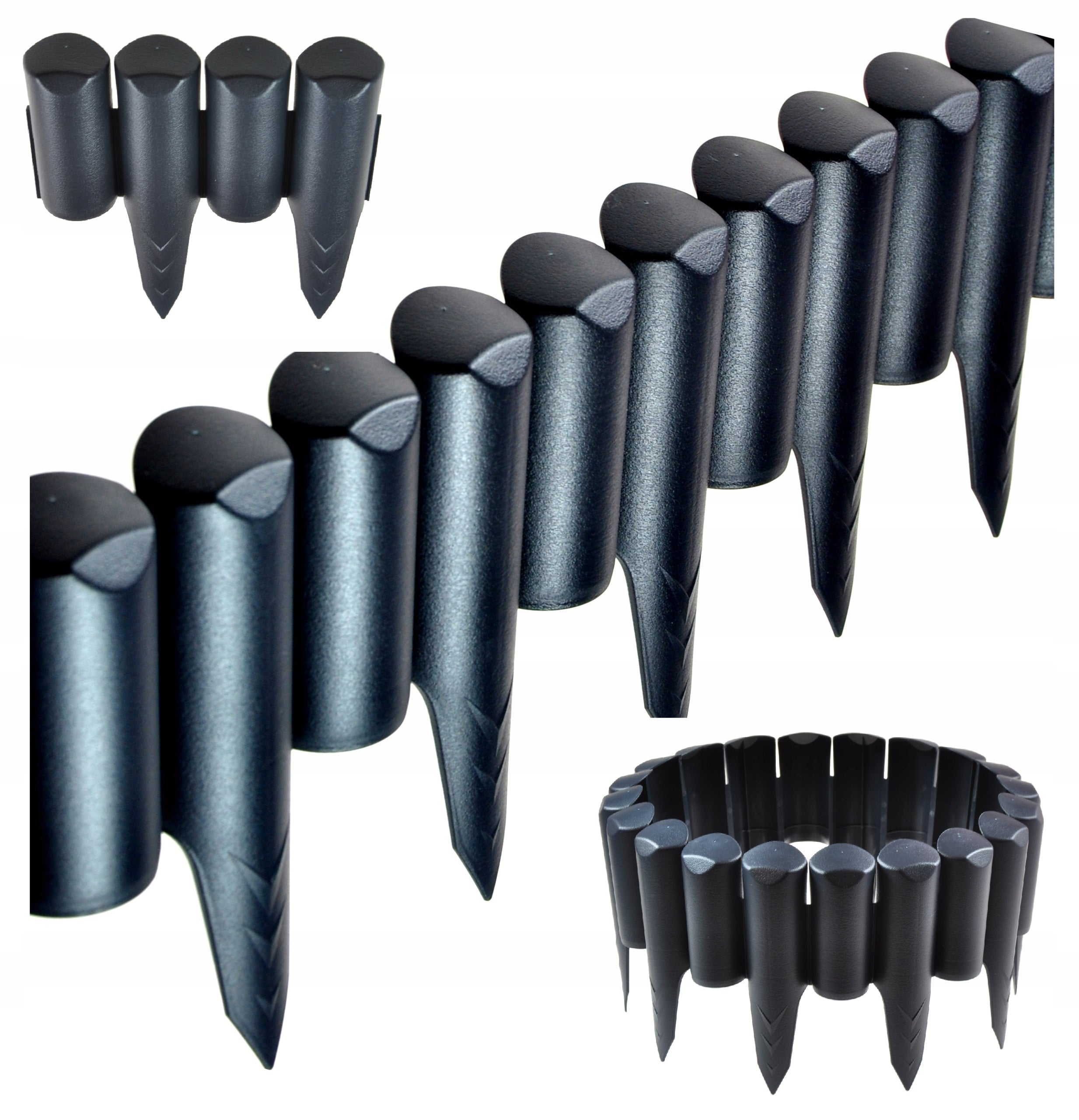 Poland SOLID GARDEN PALISADE GARDEN LAWN EDGING - ANTHRACITE