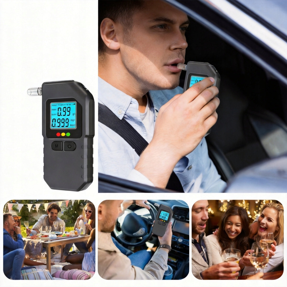 Police Breathalyzer Professional Digital Home Alcohol Test 20x Mouthpiece Brand no brand