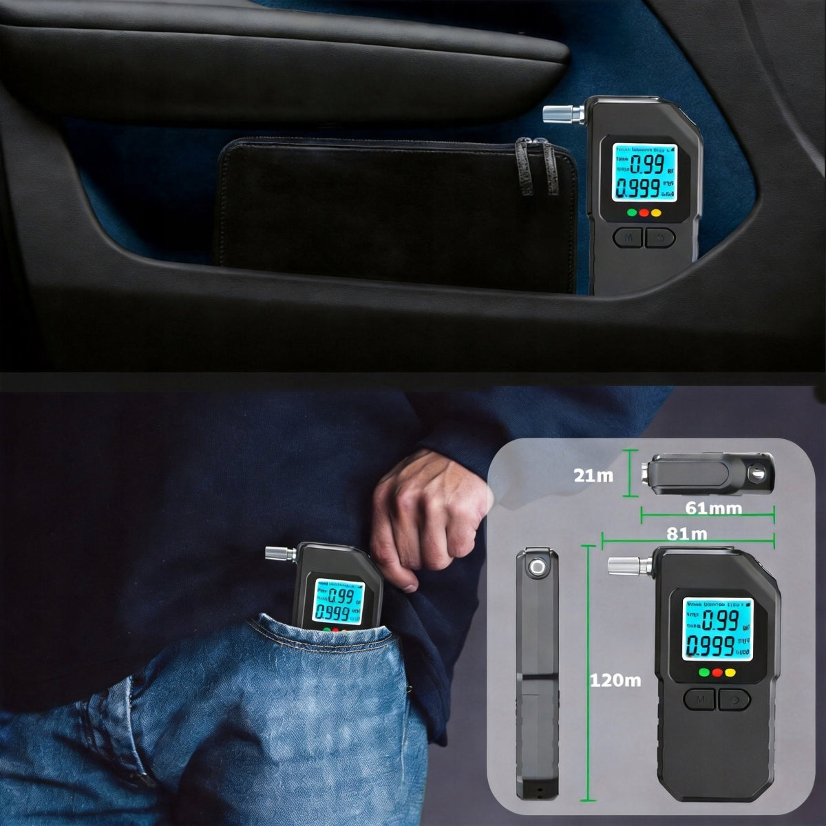 Police Breathalyzer Professional Digital Home Alcohol Test 20x Mouthpiece Packaging status original