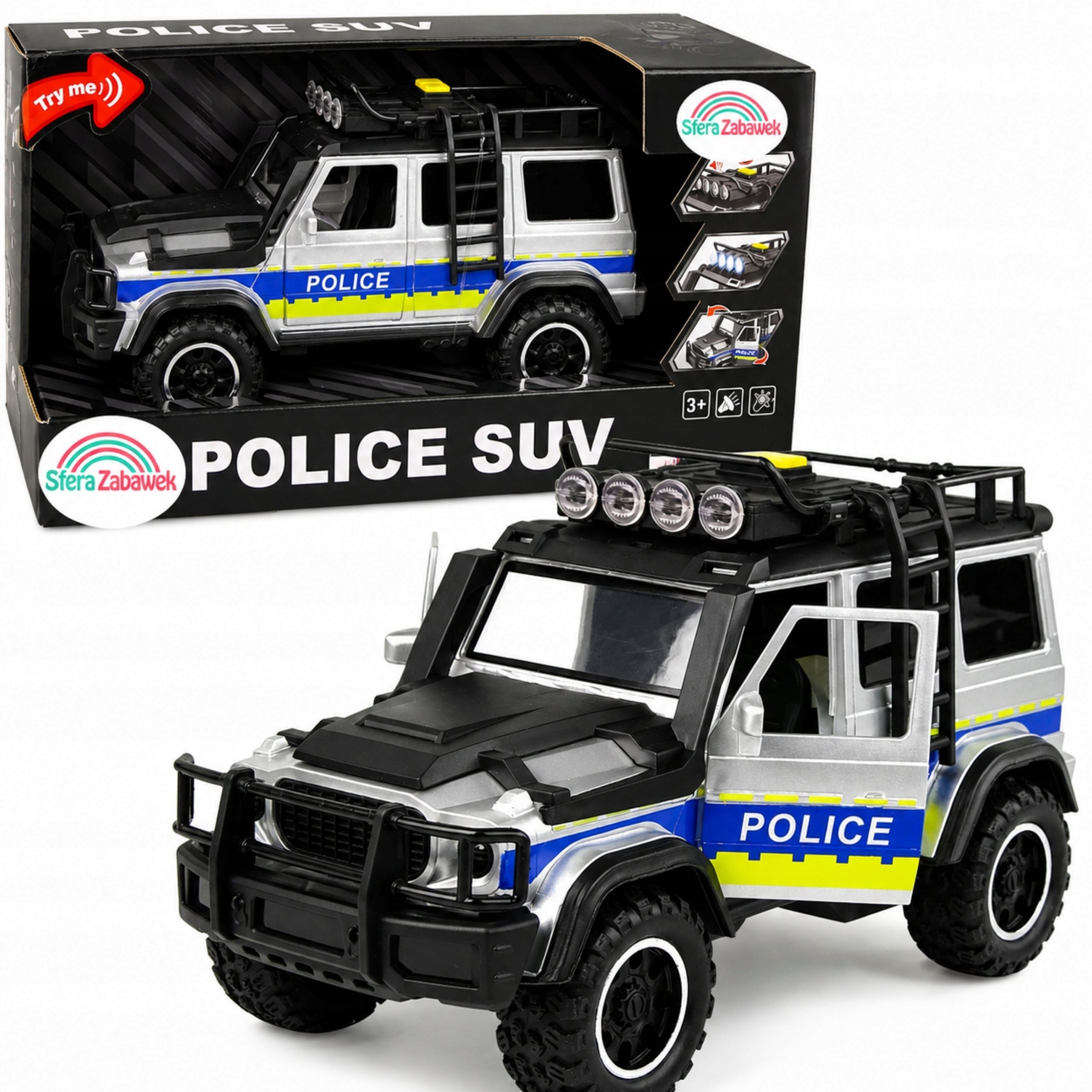 Police Car Auto Off-Road Police 1:14 Wheel Drive Rubber Police Car