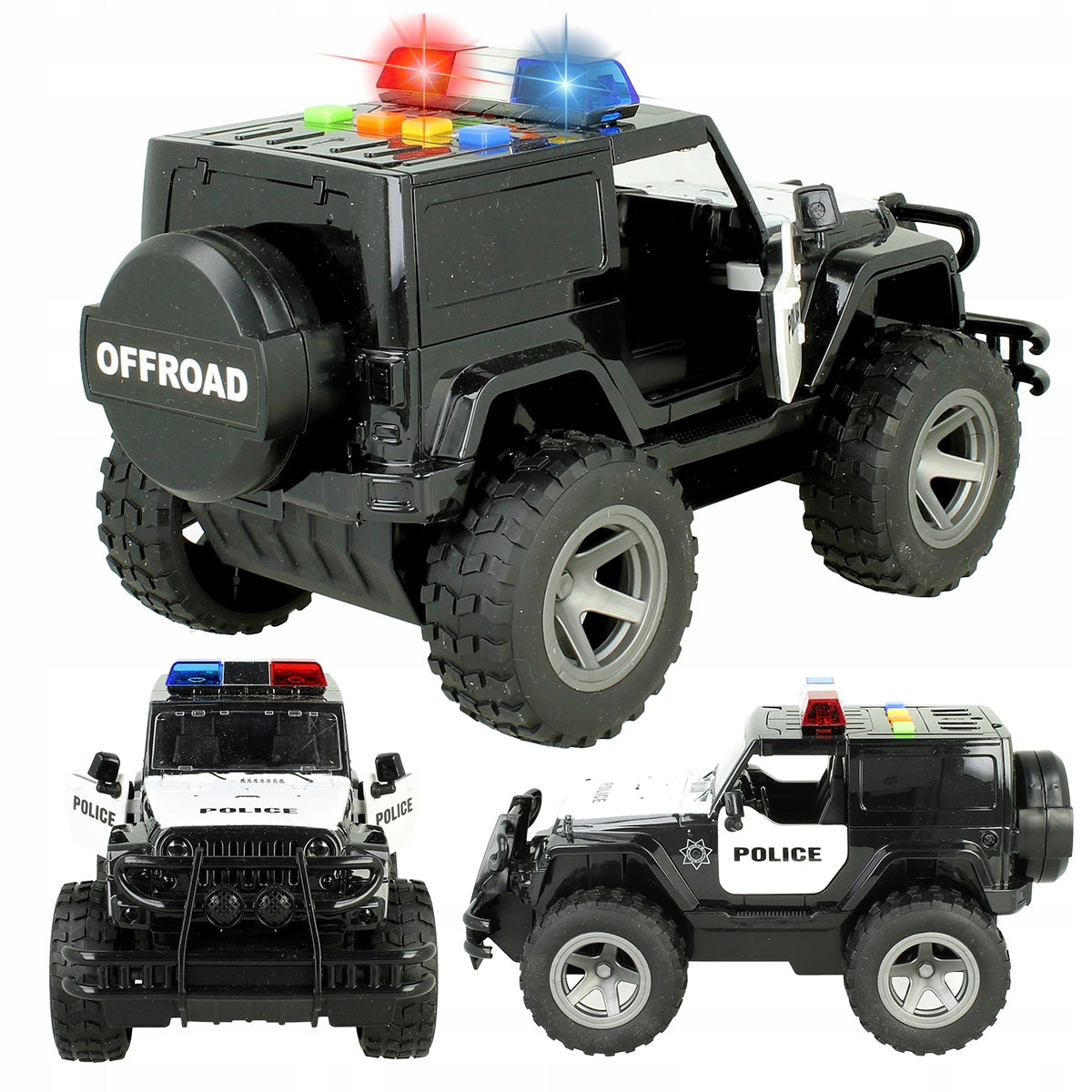 Police Car Off-Road Auto Jeep Drive 1:16 Light LED Sound Police Kid's age 3+ years