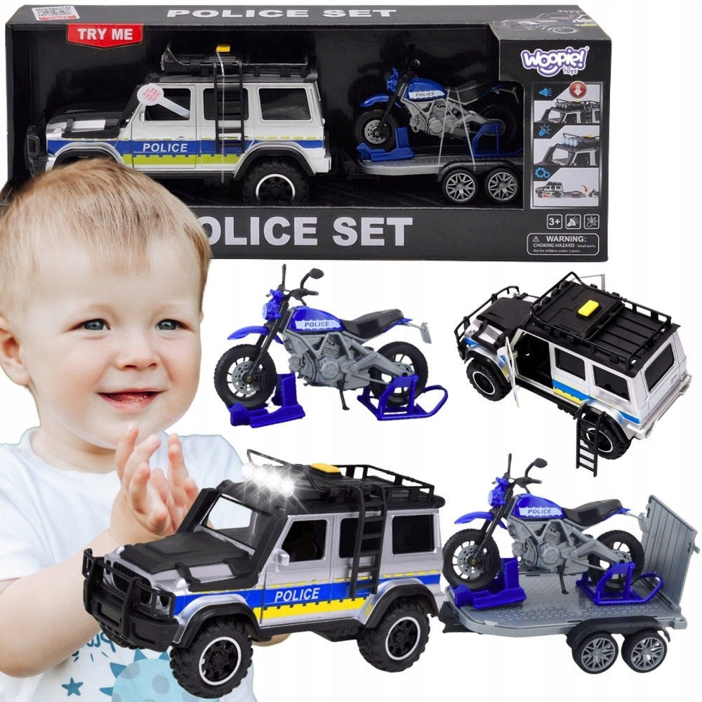 Police Off-Road Car Kit with Motorcycle Trailer
