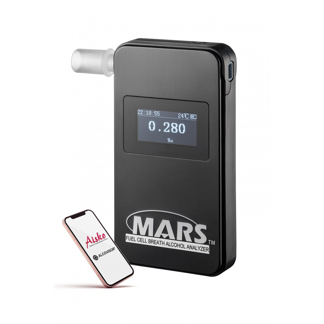Police breathalyzer Alcovisor MARS with mouthpieces, cover and CALIBRATIONS Manufacturer code Mars BT