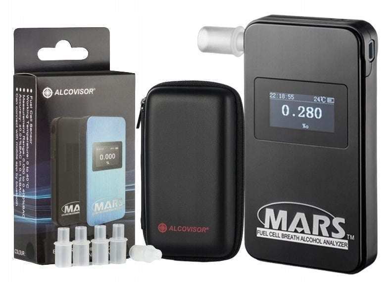 Police breathalyzer Alcovisor MARS with mouthpieces, cover and CALIBRATIONS