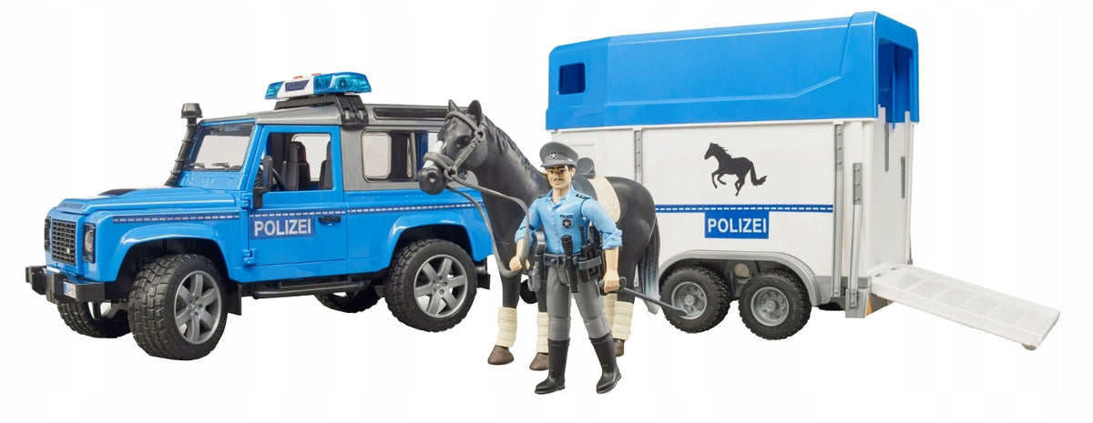 Police car Bruder with trailer 1:16 light and sound module Brand Bruder