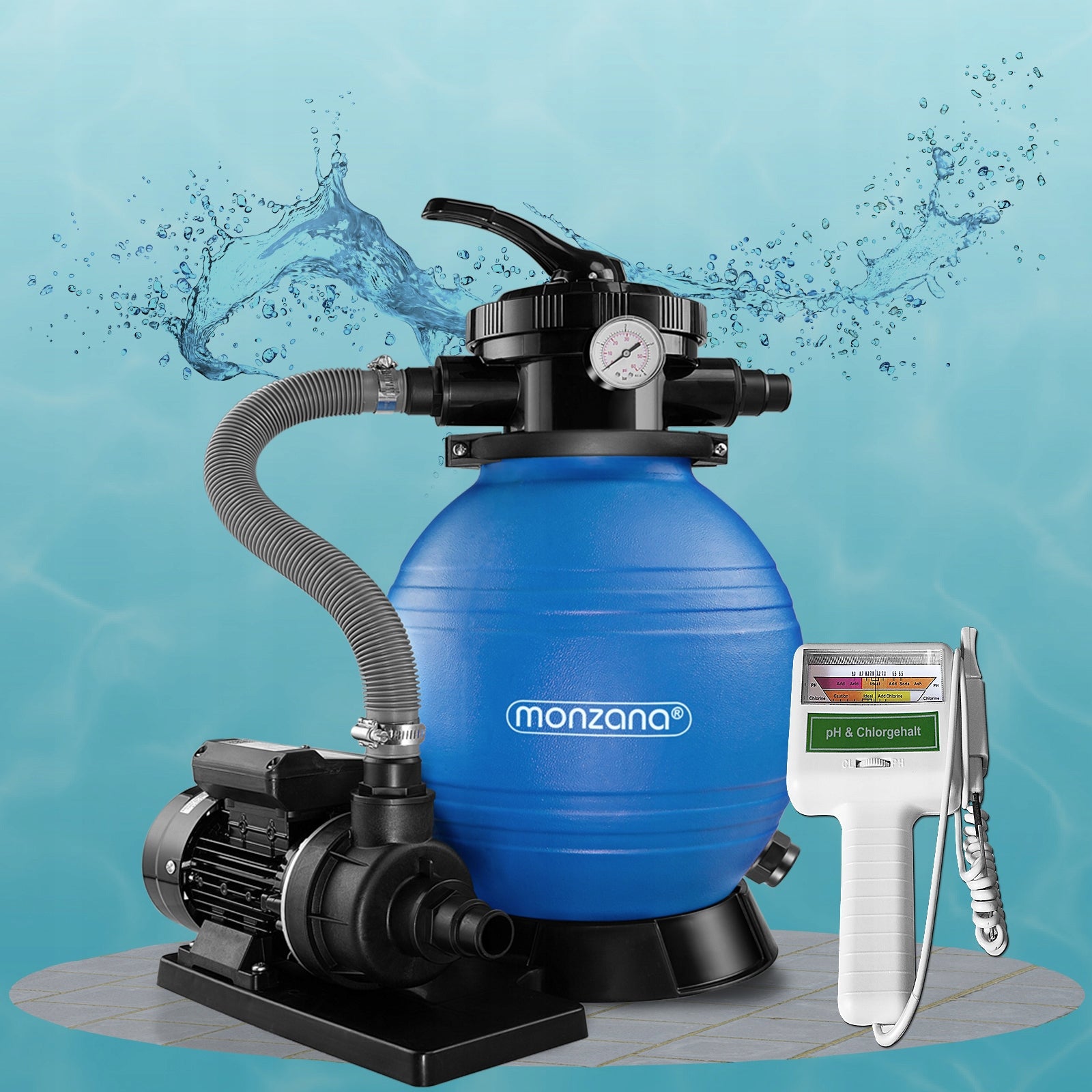 Pool Pump Sand Filter + Pool Water Tester 10200L/h Product weight with unit packaging 12 kg