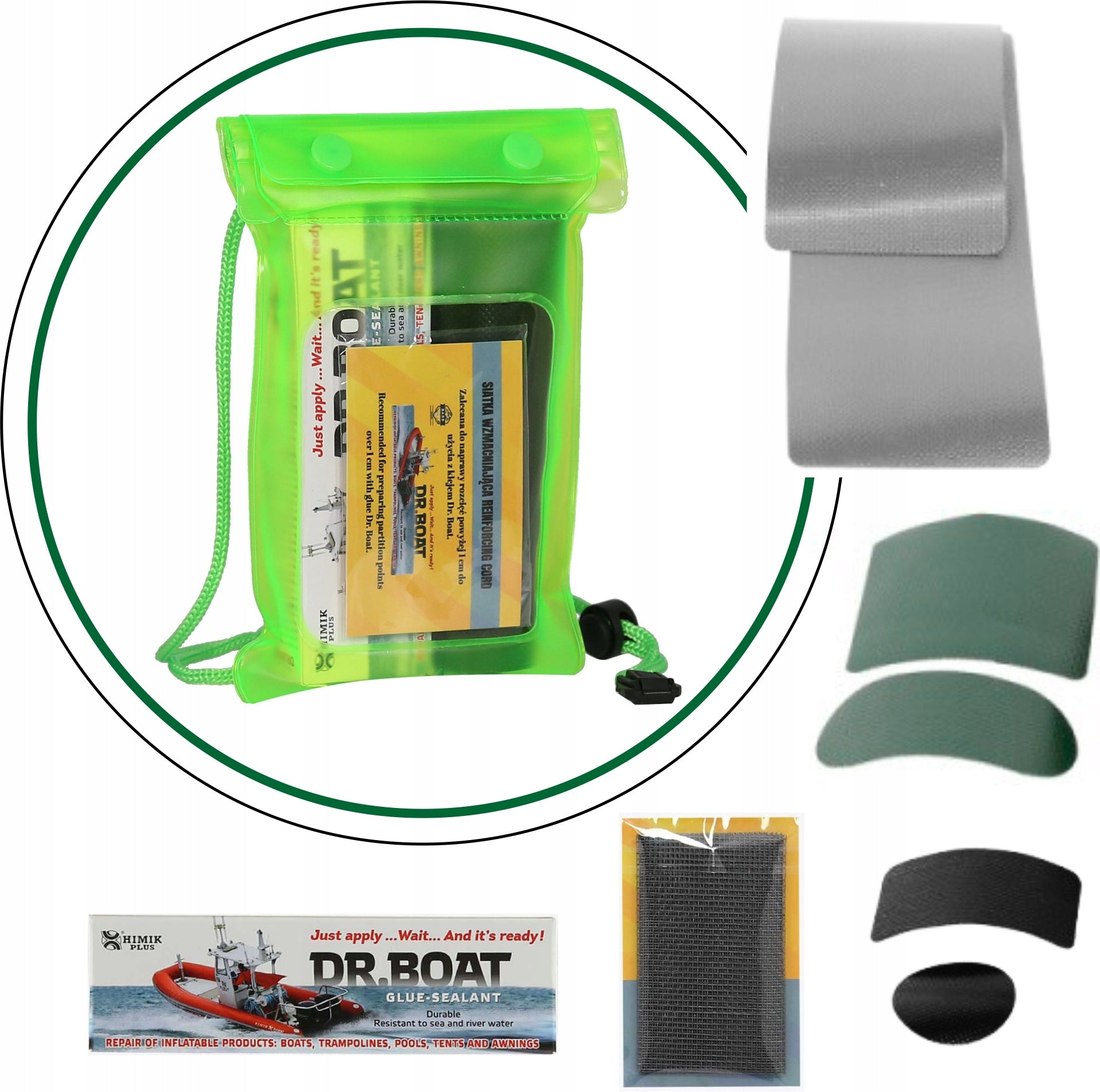 Pool Repair Kit with 2in1 Adhesive Liquid Patch DR.BOAT, Quick Repair