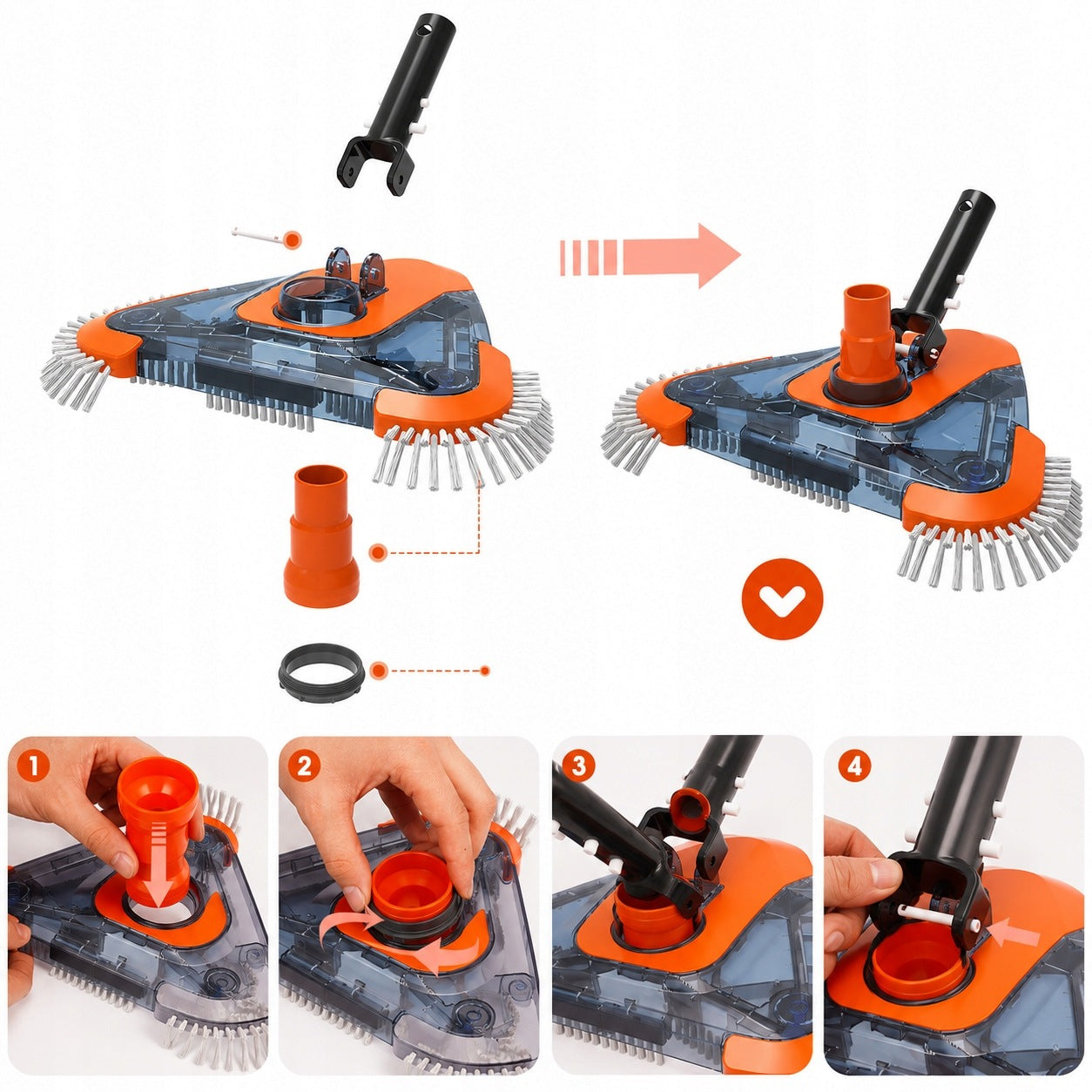 Pool Vacuum Cleaner Suction Head Triangle Brush Cleaning Bottom Pool Manufacturer code głowica do odkurzacza basenowego