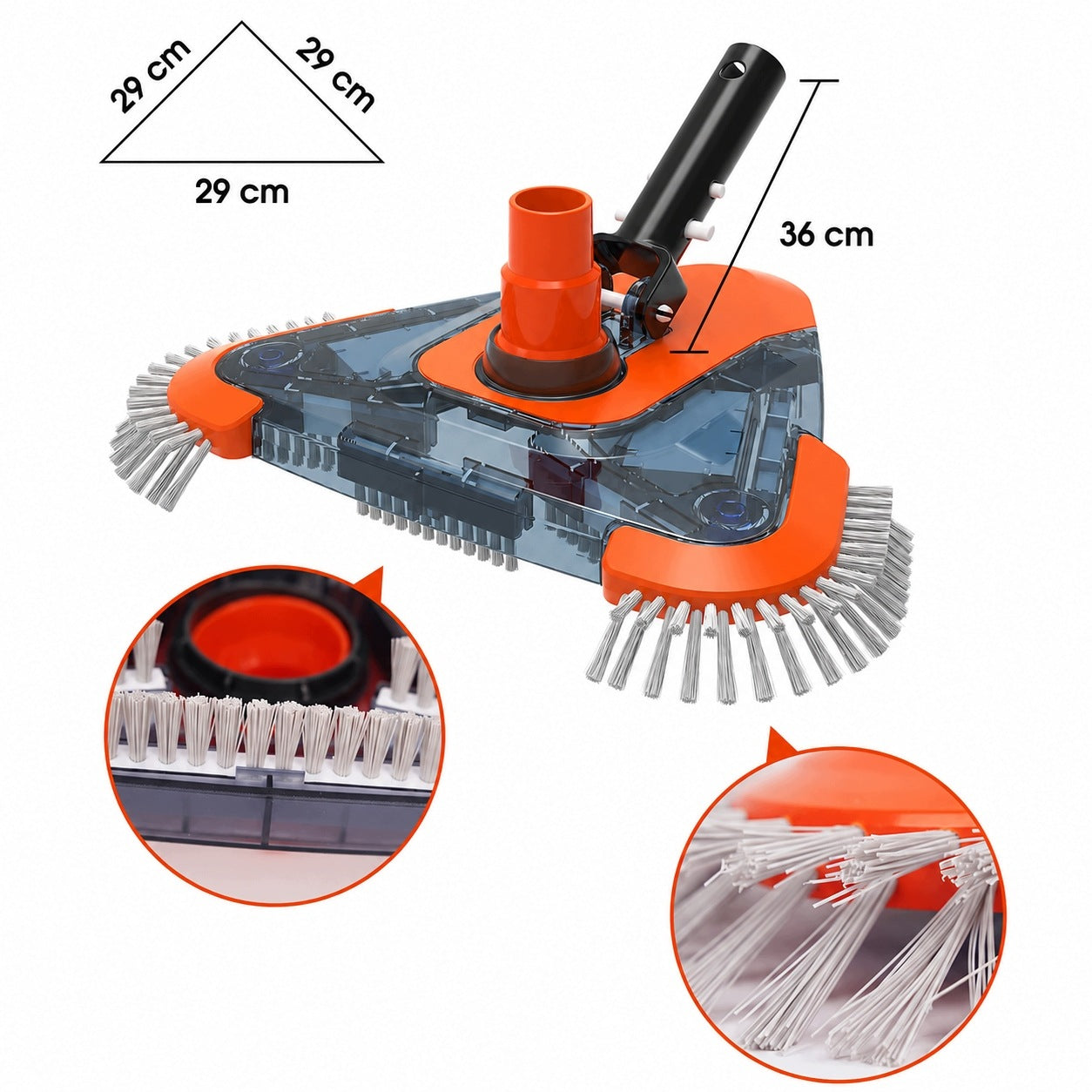 Pool Vacuum Cleaner Suction Head Triangle Brush Cleaning Bottom Pool Packaging status original