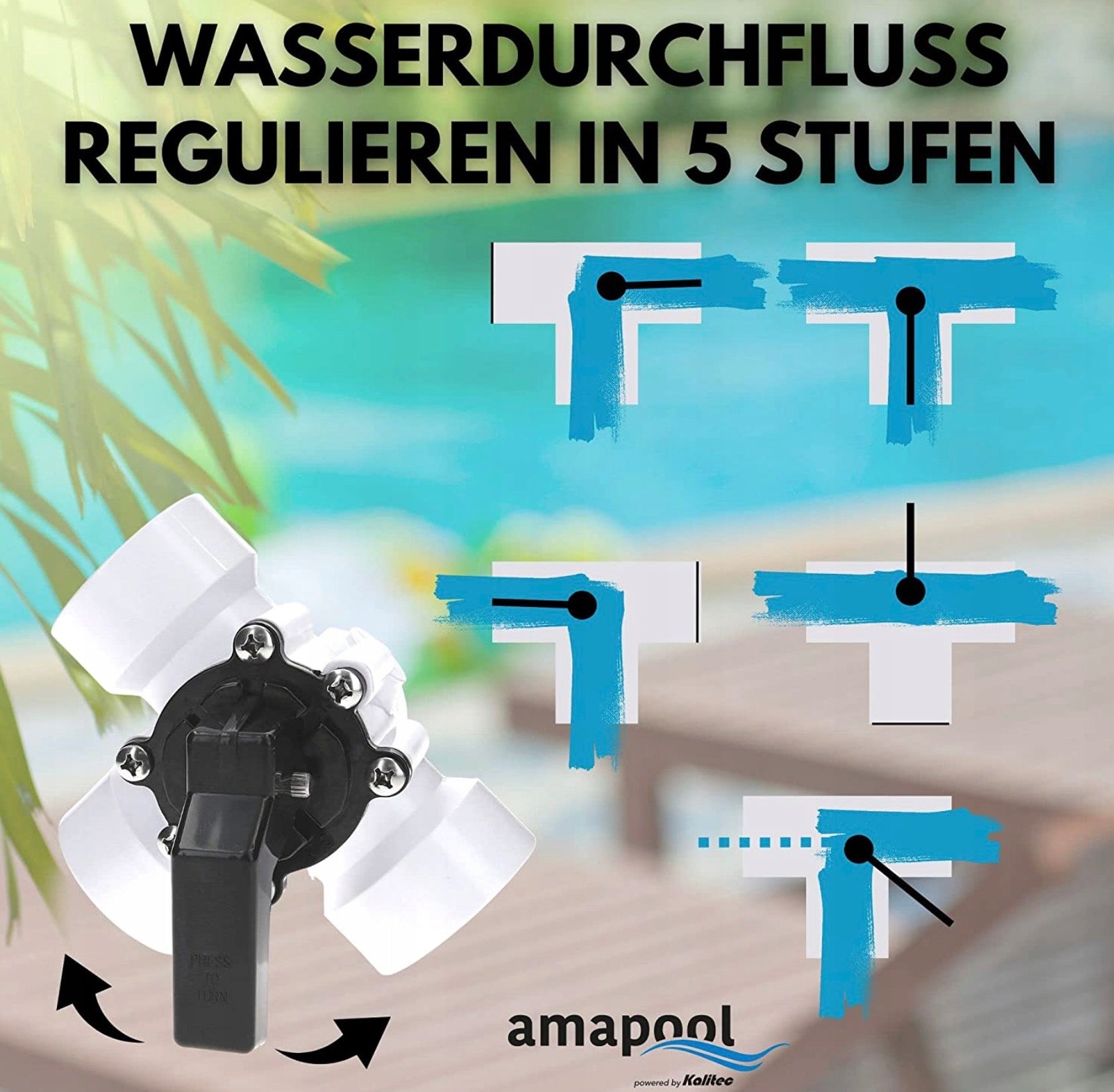 Pool Valve 3-Way CONNECTION 32 and 38mm -- For Pool Hoses Manufacturer code 10174125