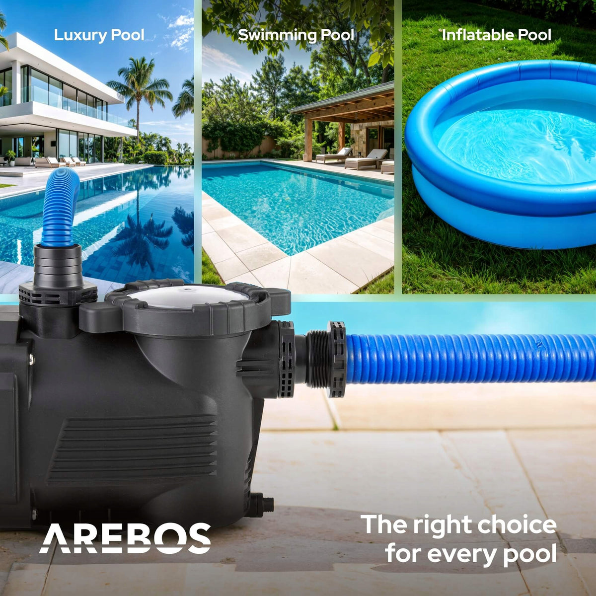 Pool pump Arebos AR-HE-SP350 350 W 9 500 l/h Brand Arebos