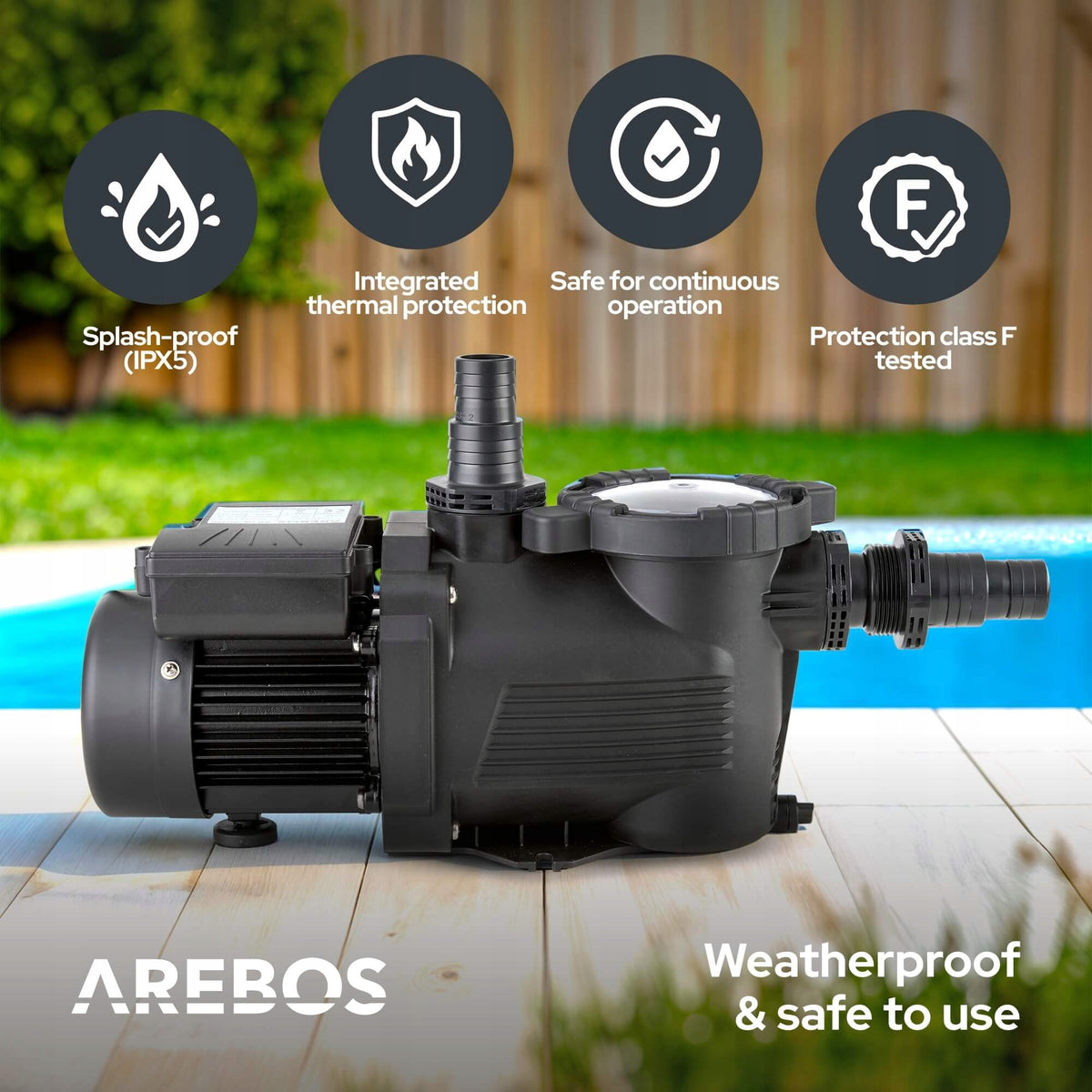 Pool pump Arebos AR-HE-SP350 350 W 9 500 l/h Manufacturer code AR-HE-SP350