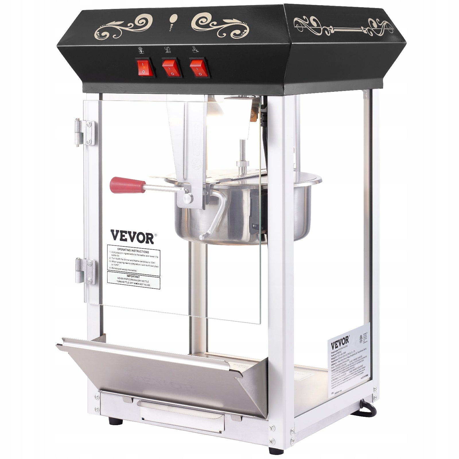 Popcorn Machine 850W Capacity 227G For Kitchen Countertop Setting