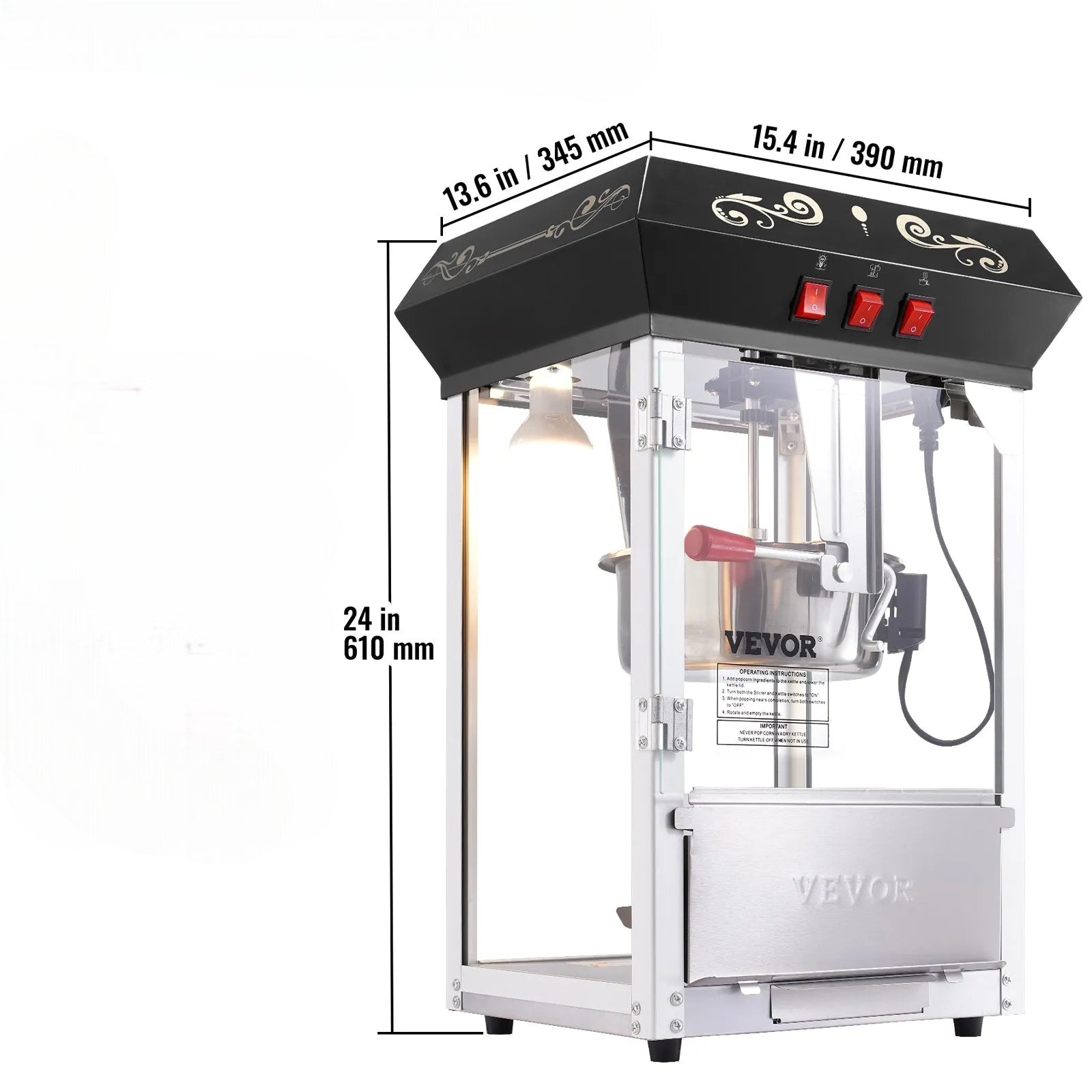 Popcorn Machine Homemade Corn Machine Cinema Strong 850W Black Brand no brand