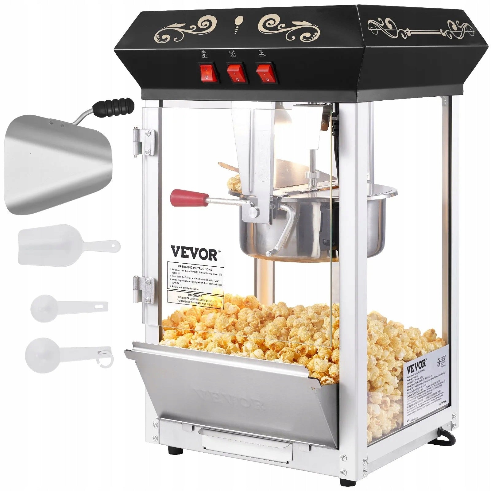 Popcorn Machine Homemade Corn Machine Cinema Strong 850W Black Dominant color black