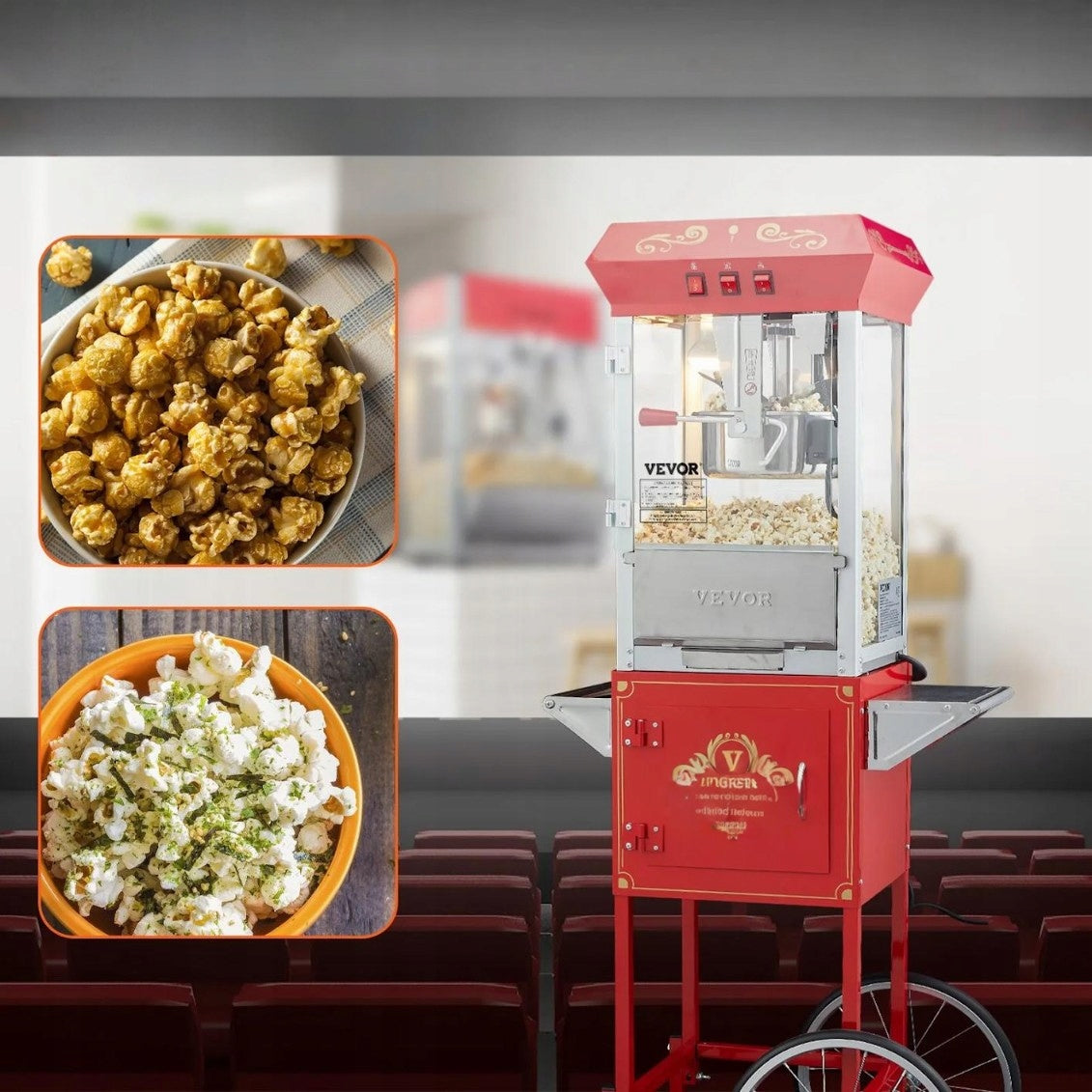 Popcorn Machine With Trolley 850W 8oz Cinema Style Red Manufacturer code 5907021466592