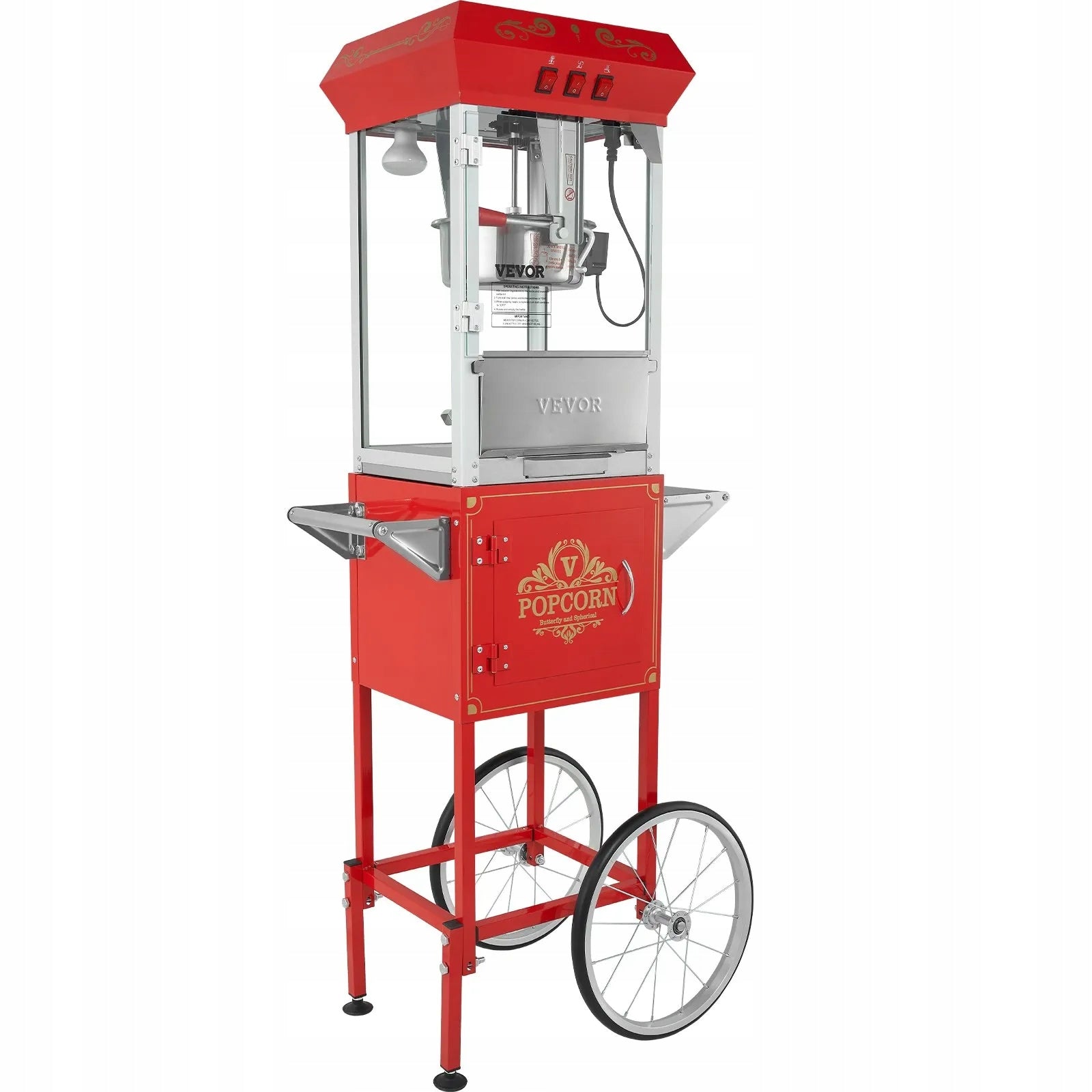 Popcorn Machine With Trolley 850W 8oz Cinema Style Red