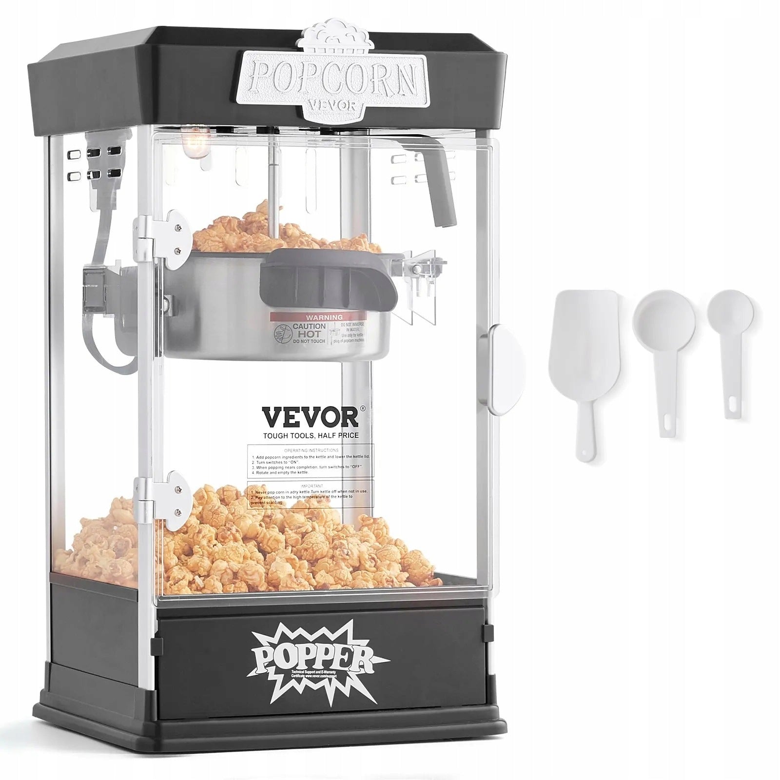Popcorn machine automatic gastronomy device 480W premium black steel Dominant color black