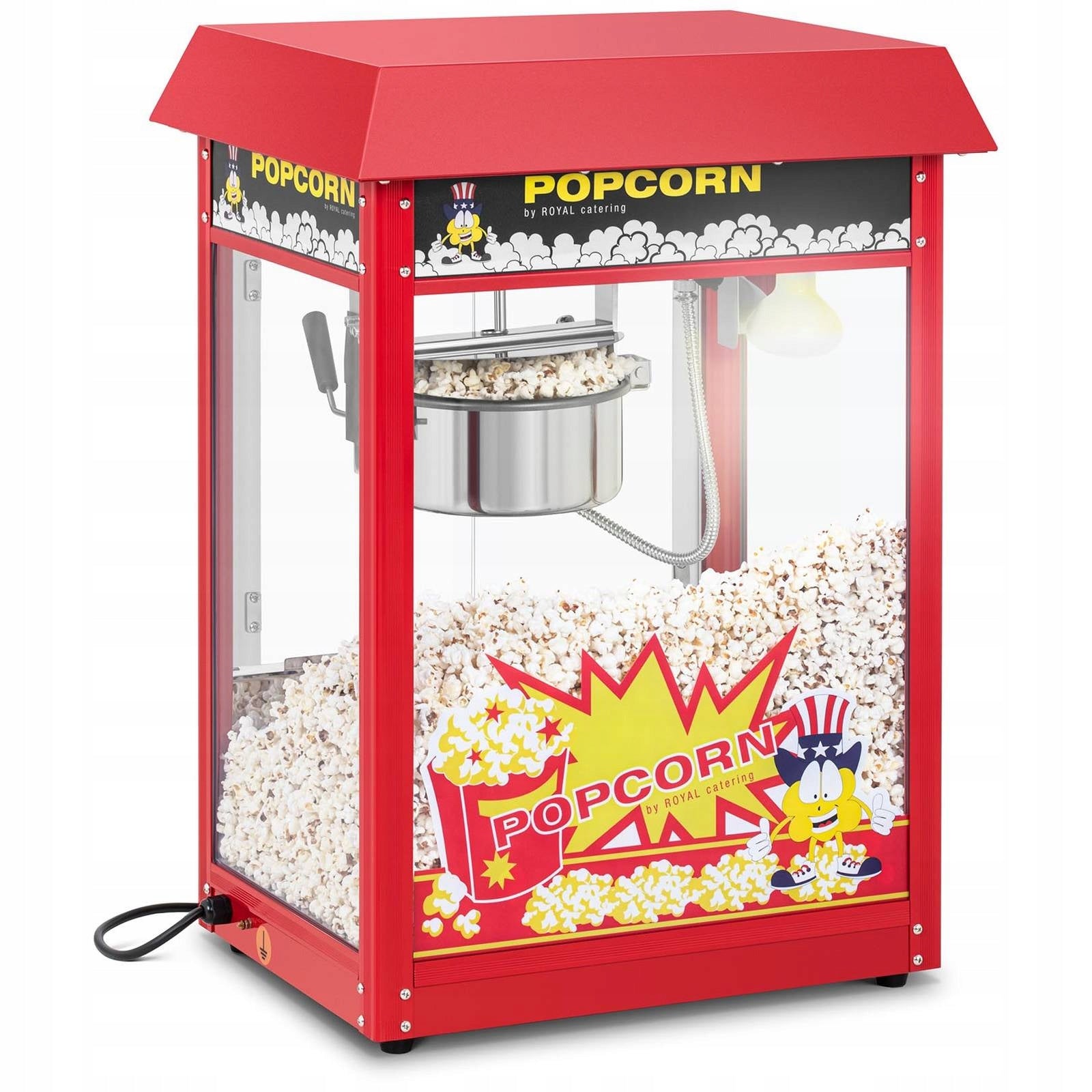 Popcorn machine - red with visor - 1500 W - 5 kg/h / 10010087
