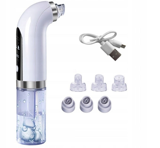 Pore and blackhead cleaning device, hydradermabrasion with 6 tips