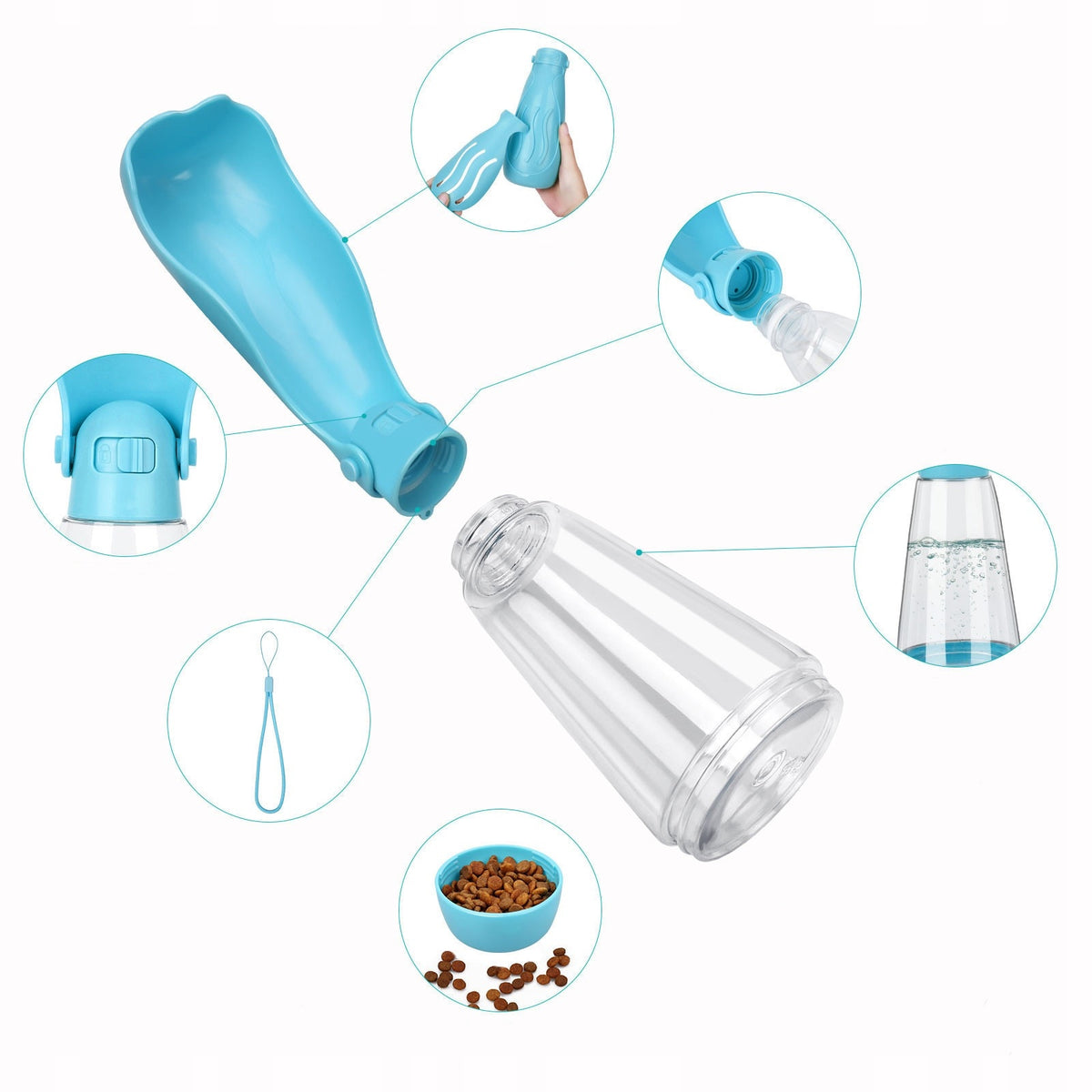 Portable 3in1 Bottle Drinker Tourist Bottle with Bowl for Dog BLUE EAN (GTIN) 5901421895747