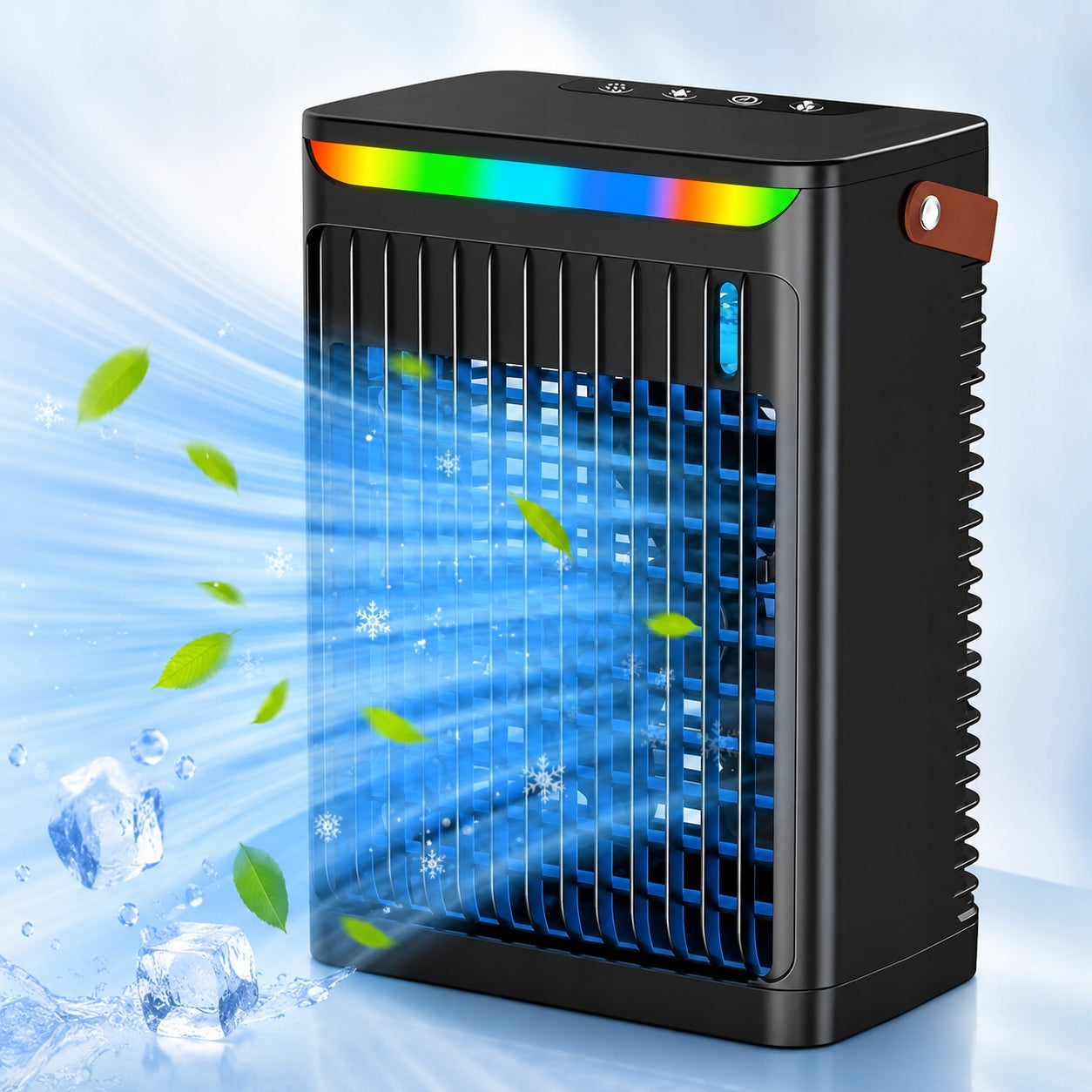 Portable Air Conditioner Fan 680ml Humidifier USB 5Speeds Lamp No