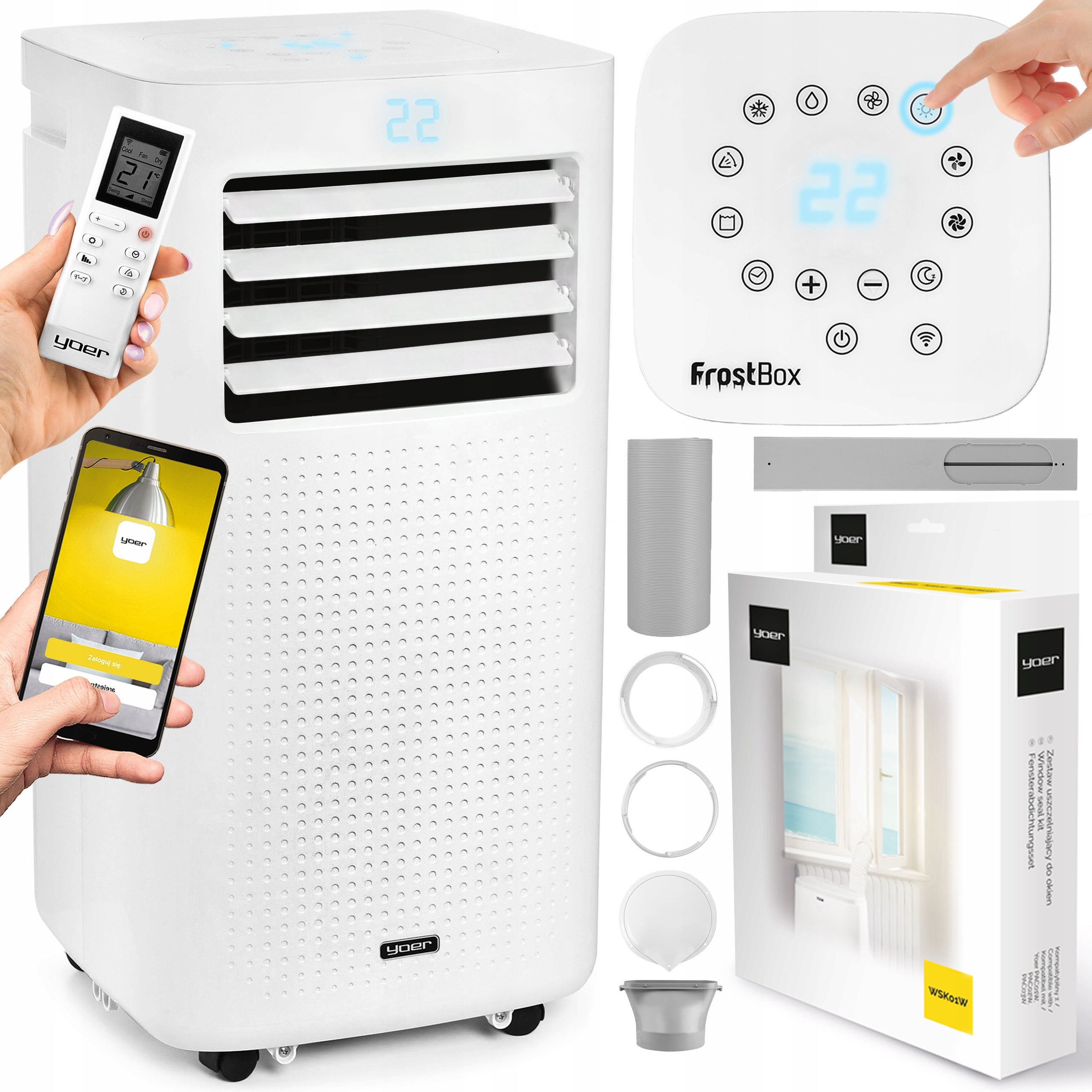 Portable Air Conditioner Quiet Small 3kW 30m2 Yoer Dehumidifies WiFi Heating Function