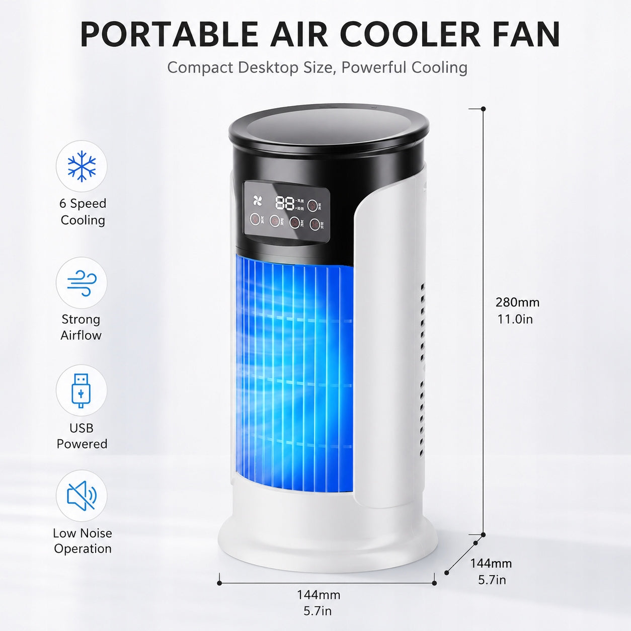 Portable Air Conditioner Tower Air Fan Mist Humidifier USB 6 Brand no brand