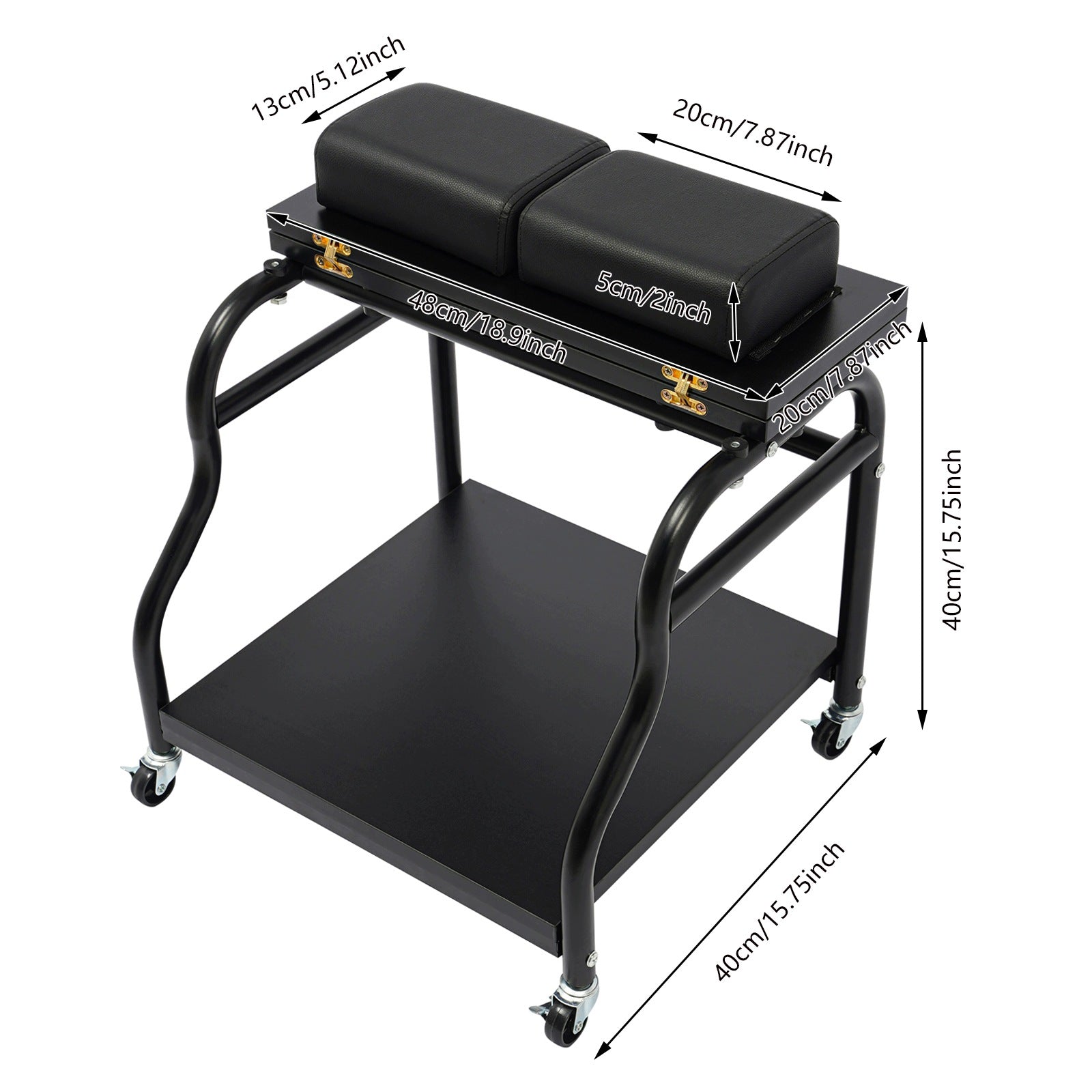 Portable Beauty Cart with Wheels, Foot Bath Cart, 2 Shelves, 40×40 cm Manufacturer code man75981