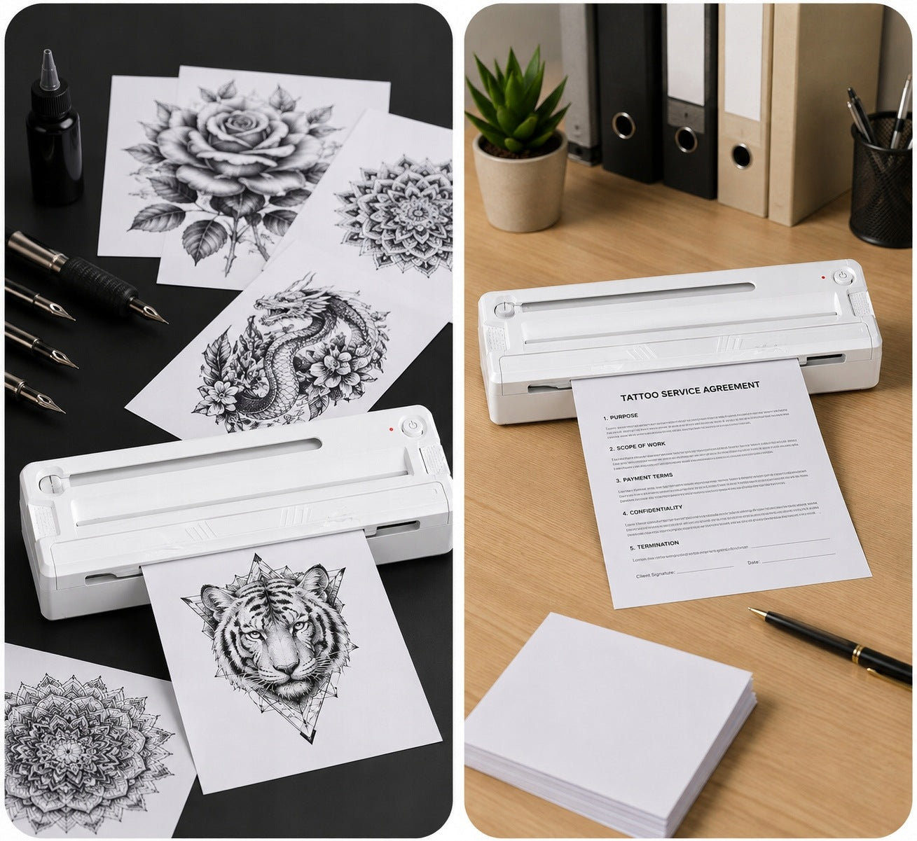 Portable Bluetooth Wireless Printer for A4 Size Tattoo Templates Manufacturer code SDHKU