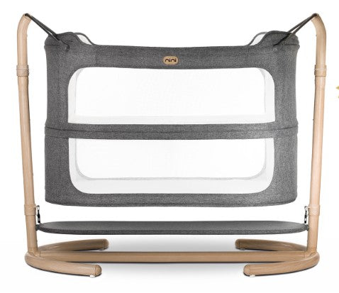 Portable Crib Folding Baby Crib Swing Grey Brand no brand