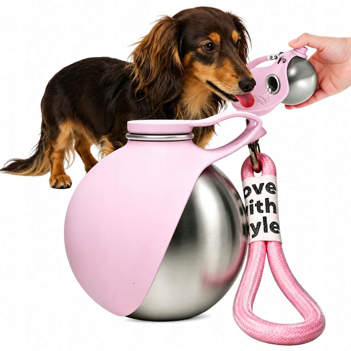 Portable Dog Water Bottle with Lanyard, Airtight, Spherical