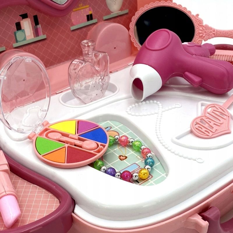 Portable Dressing Table Beauty Salon 2in1 Suitcase Color pink