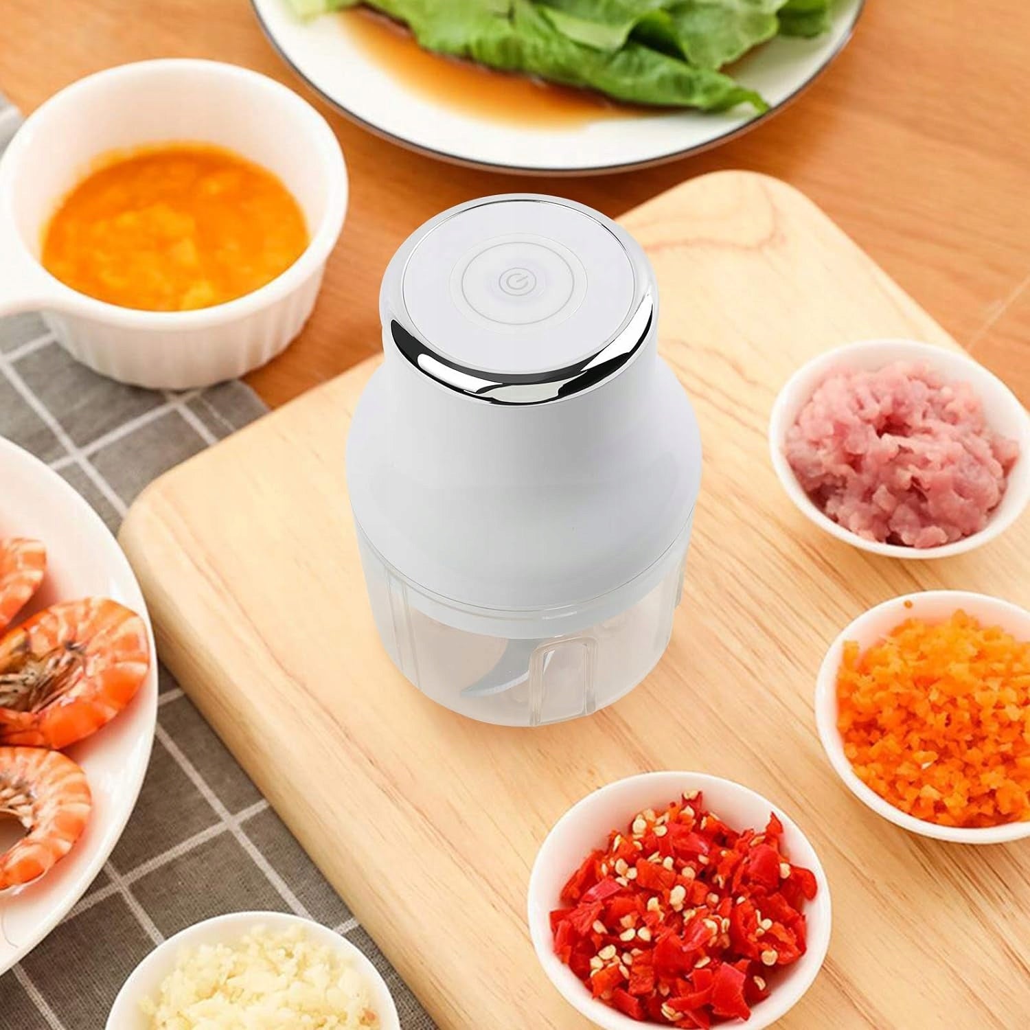 Portable Electric Garlic Herb Vegetable Slicer Dominant color white