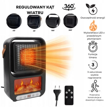 Portable Electric Heater with LED Fireplace| Remote Control Included EAN (GTIN) 5905388810096