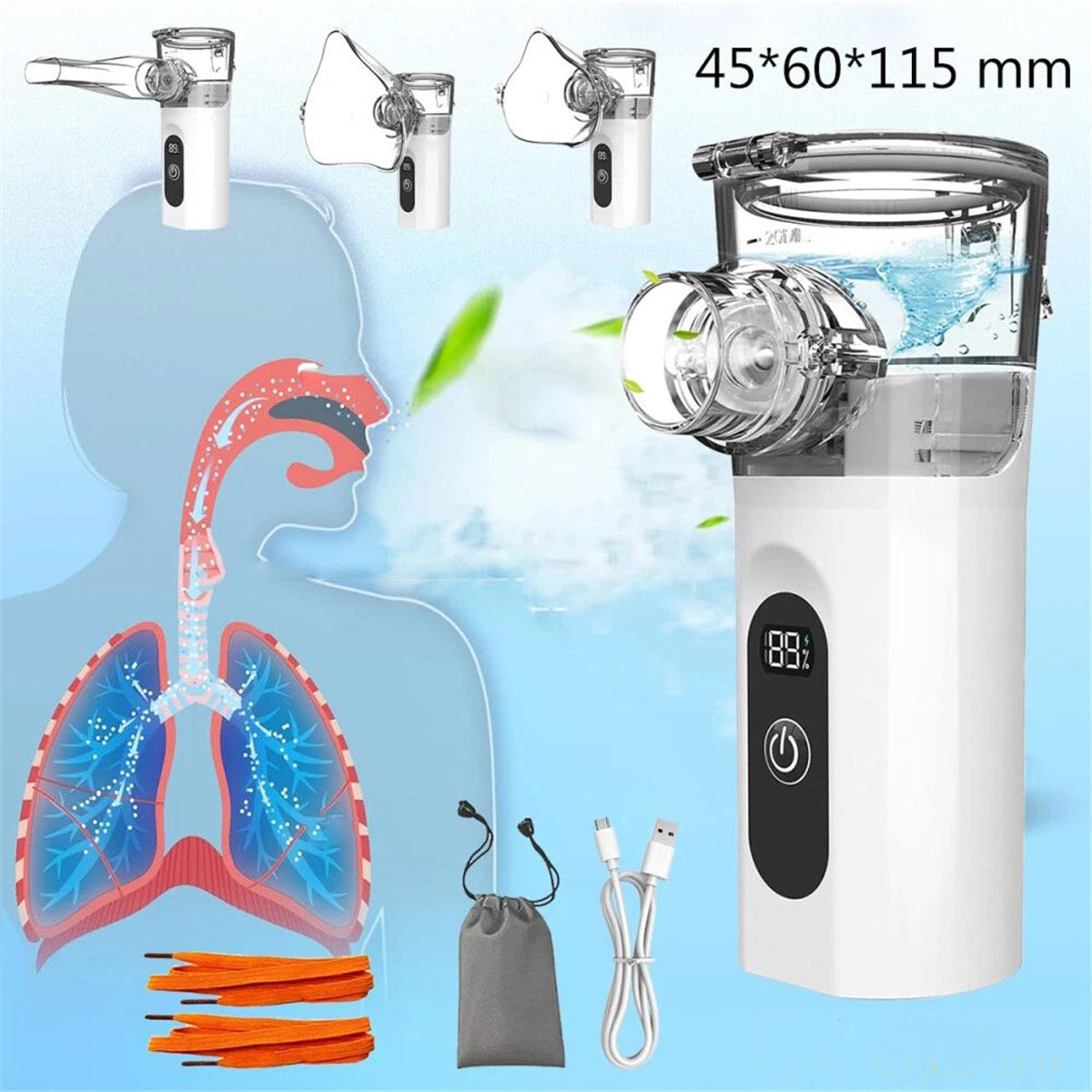 Portable Electric Nebulizer with USB Display Quiet 25dB Medical device no