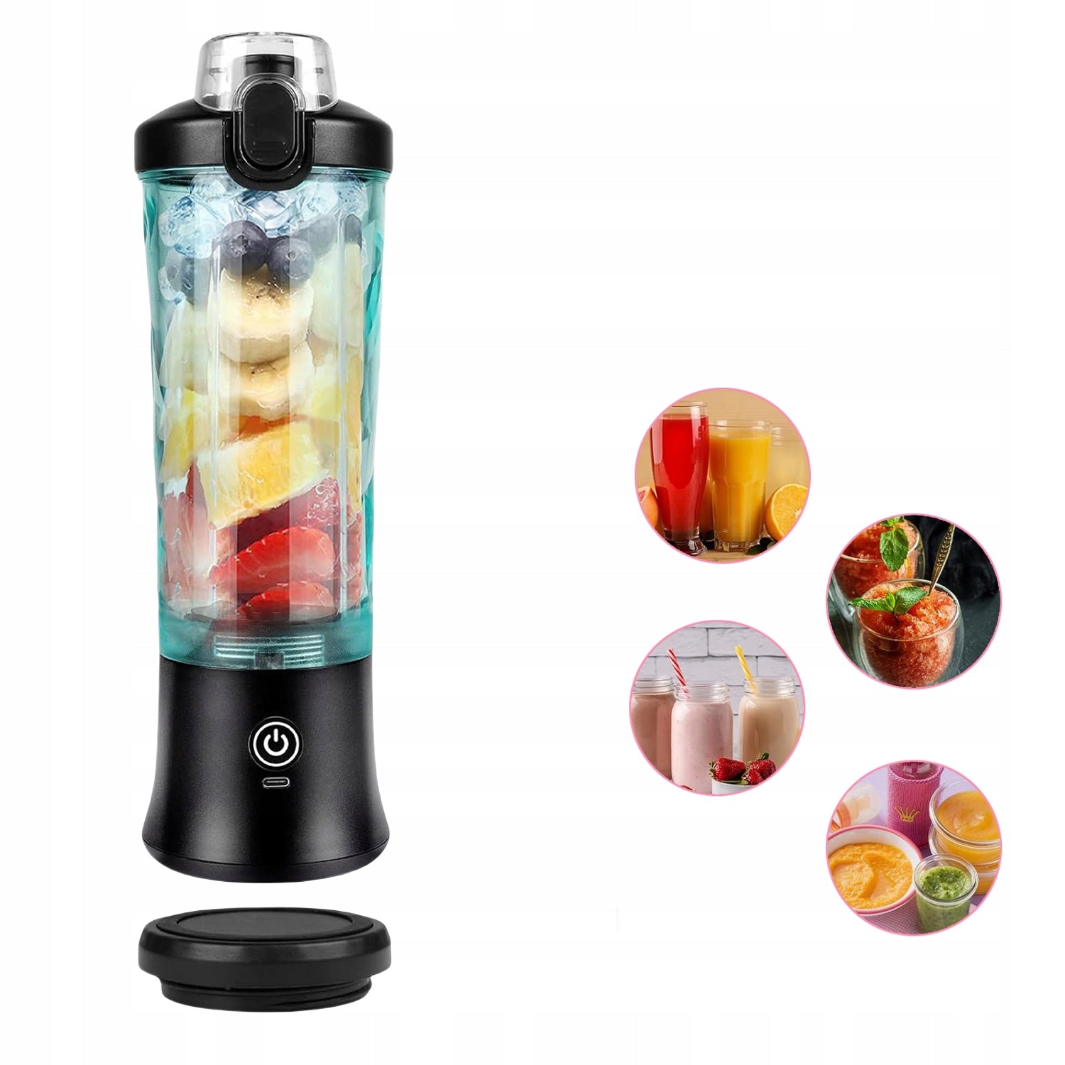 Portable Juicer Mixer Dual Modes Easy Clean Coffee/Fruit/Ice Blender 600ml
