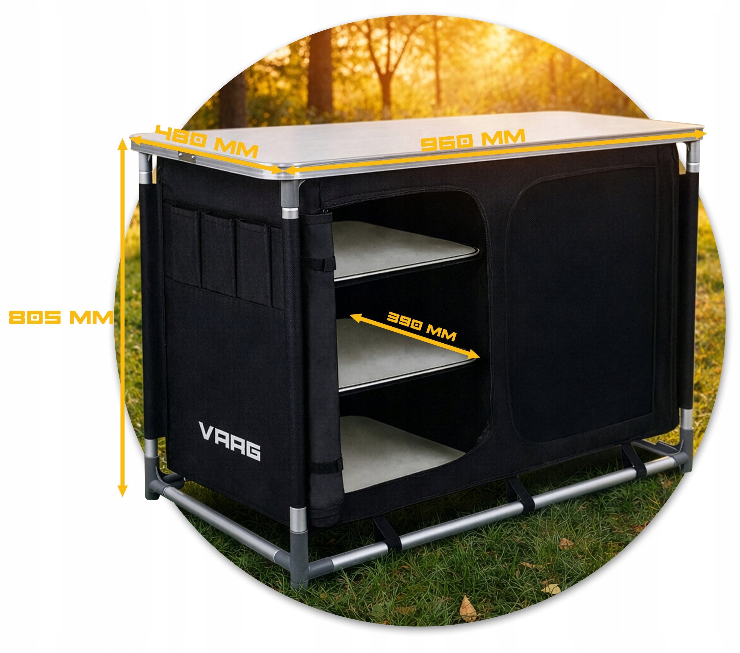 Portable Kitchen Camping Folding Cabinet 97×47,5×78 cm with Bag Pouch Manufacturer code AKC-456