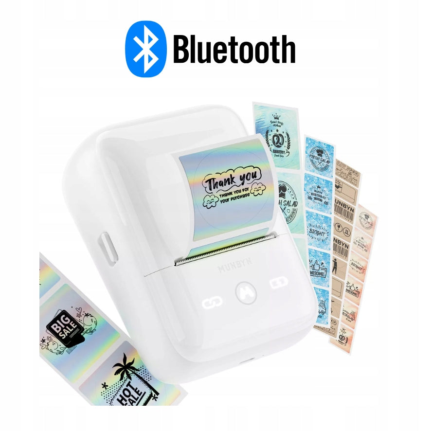 Portable Label Printer MUNBYN FM226 Bluetooth Sticker Logo Codes