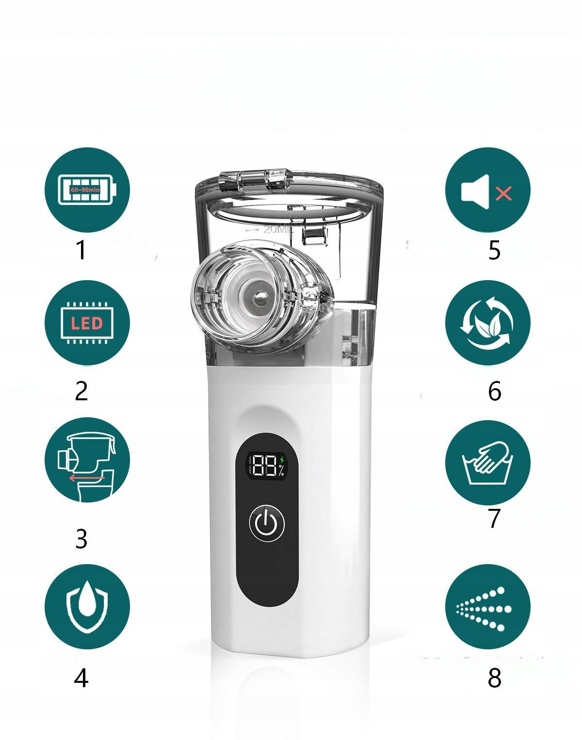 Portable Mesh Nebulizer Rechargeable Quiet for Kids and Adults Medical device no