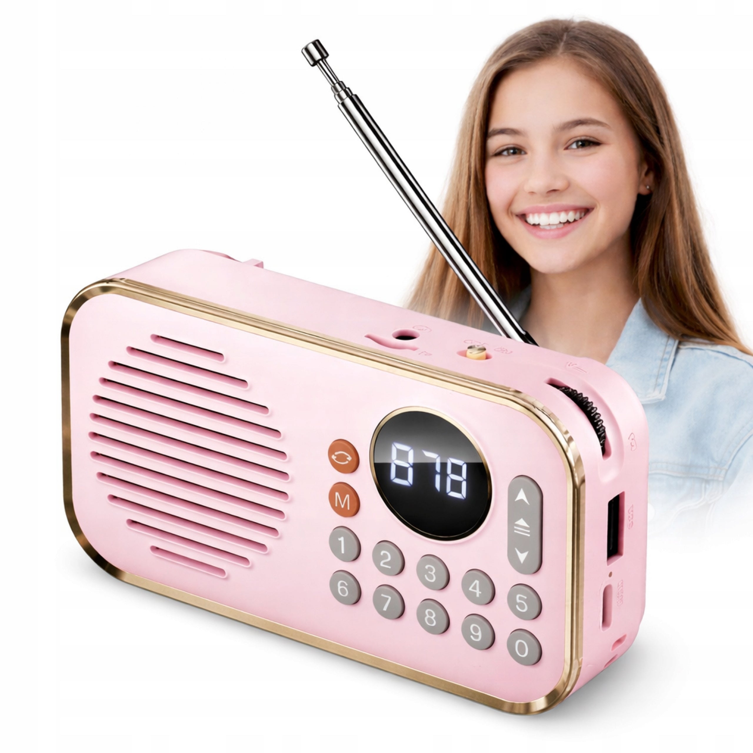Portable Pink Bluetooth Speaker for Girl with FM Radio
