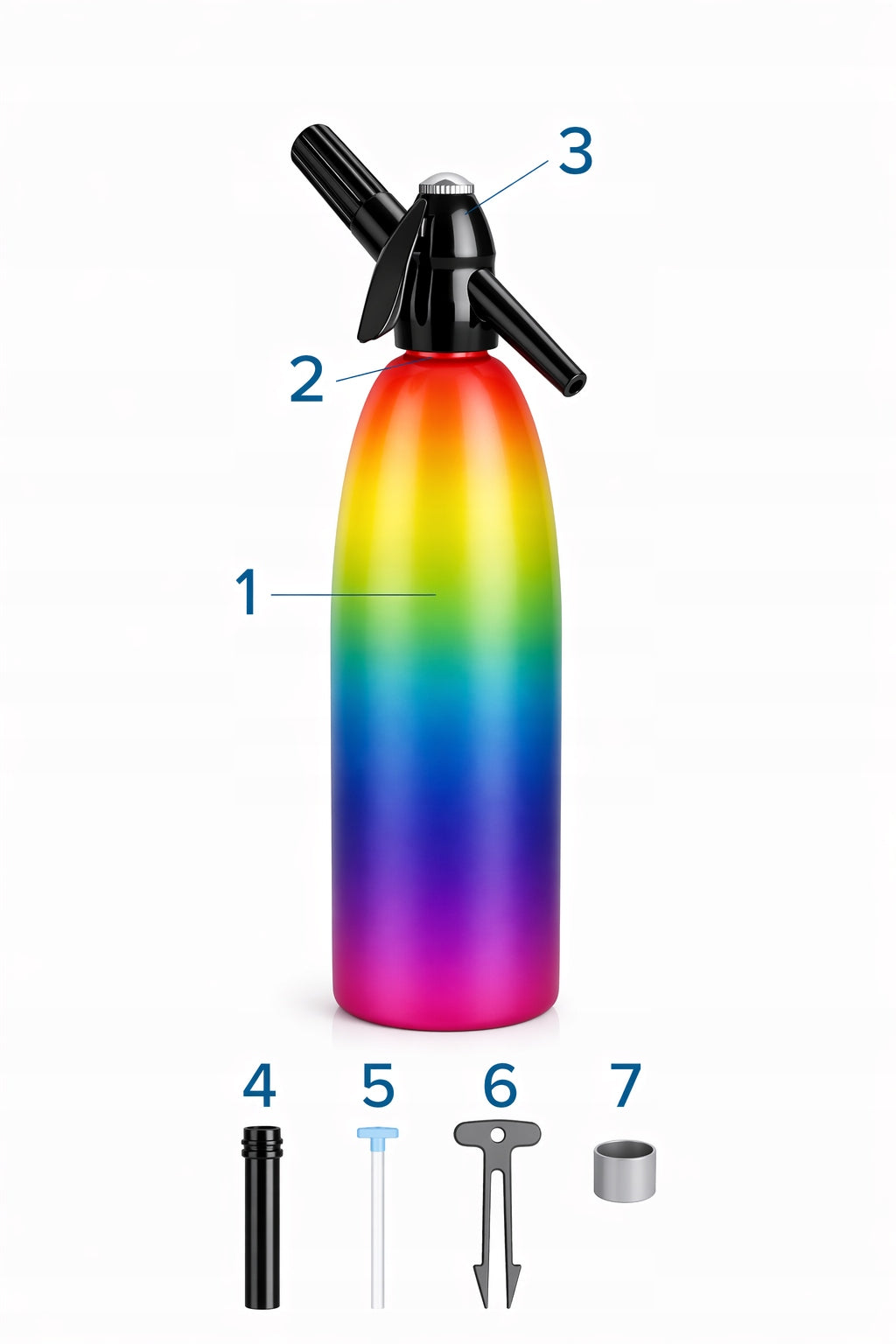 Portable QUICK SODA MAKER siphon saturator for sparkling water 1L RAINBOW ART Product weight with unit packaging 1.2 kg