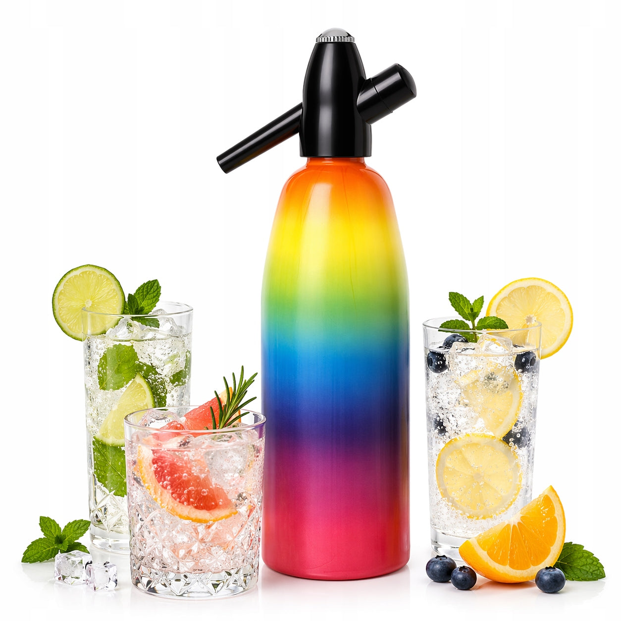Portable QUICK SODA MAKER siphon saturator for sparkling water 1L RAINBOW ART Volume 1000 ml