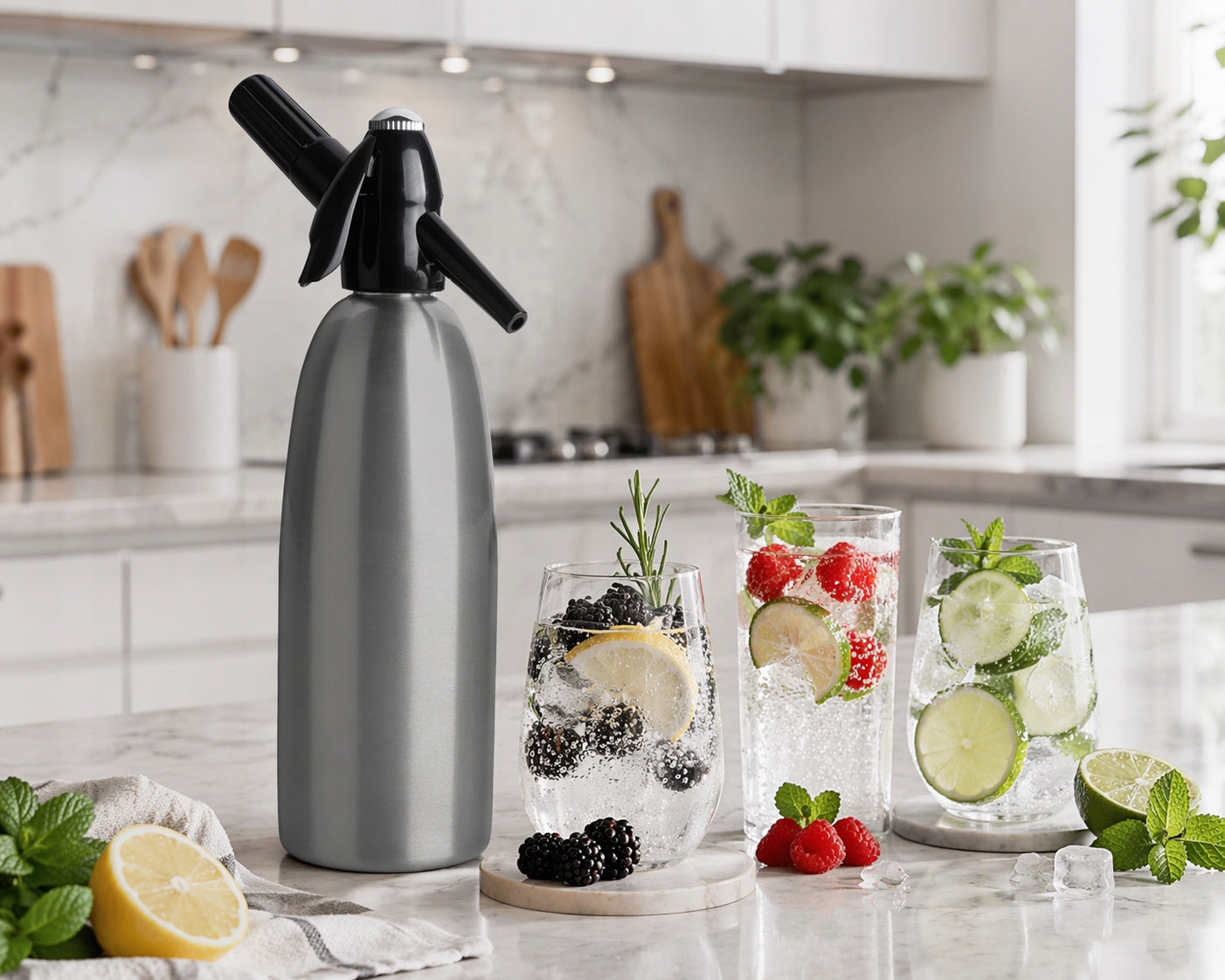 Portable QUICK SODA MAKER siphon saturator for sparkling water 1L grey ART Manufacturer code SA-01 G