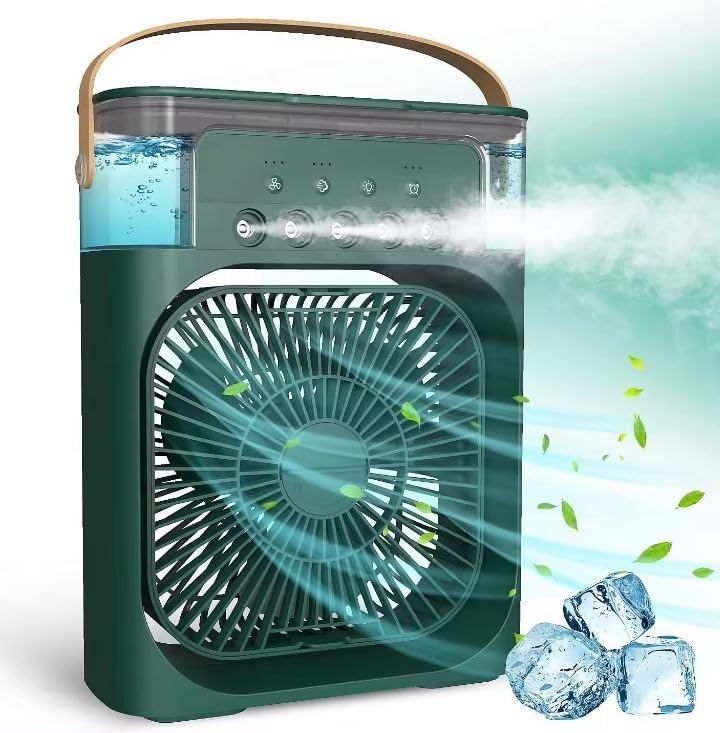 Portable Quiet Fan Humidifier Air Conditioner 3in1 USB for Water - Green Medical device no