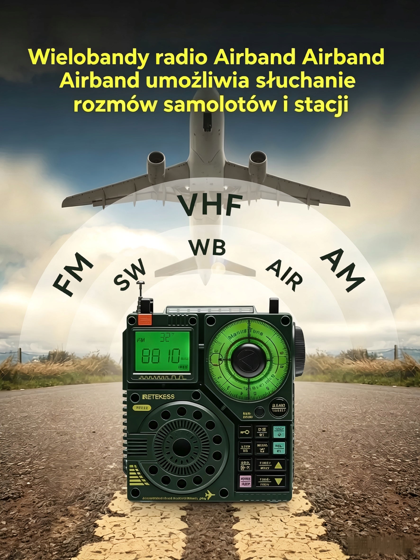 Portable Radio Retekess,5W, Ideal for Hiking FM AIR Band Radio Manufacturer code F9272A