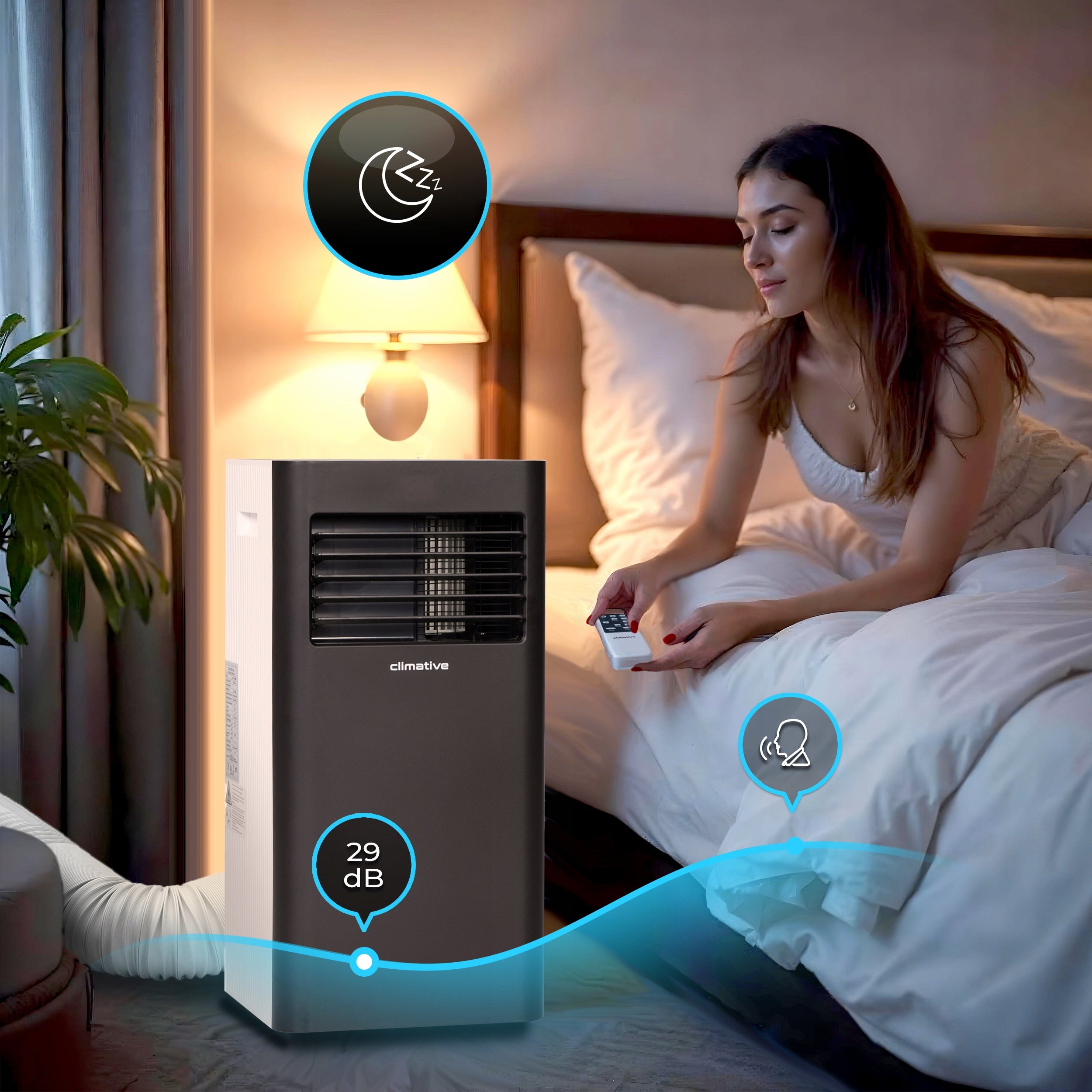 Portable Room Air Conditioner DUO 3kW WiFi 30m2 Quiet Dehumidifier Seal Model Klimatyzator przenośny 2,9 kw WiFi